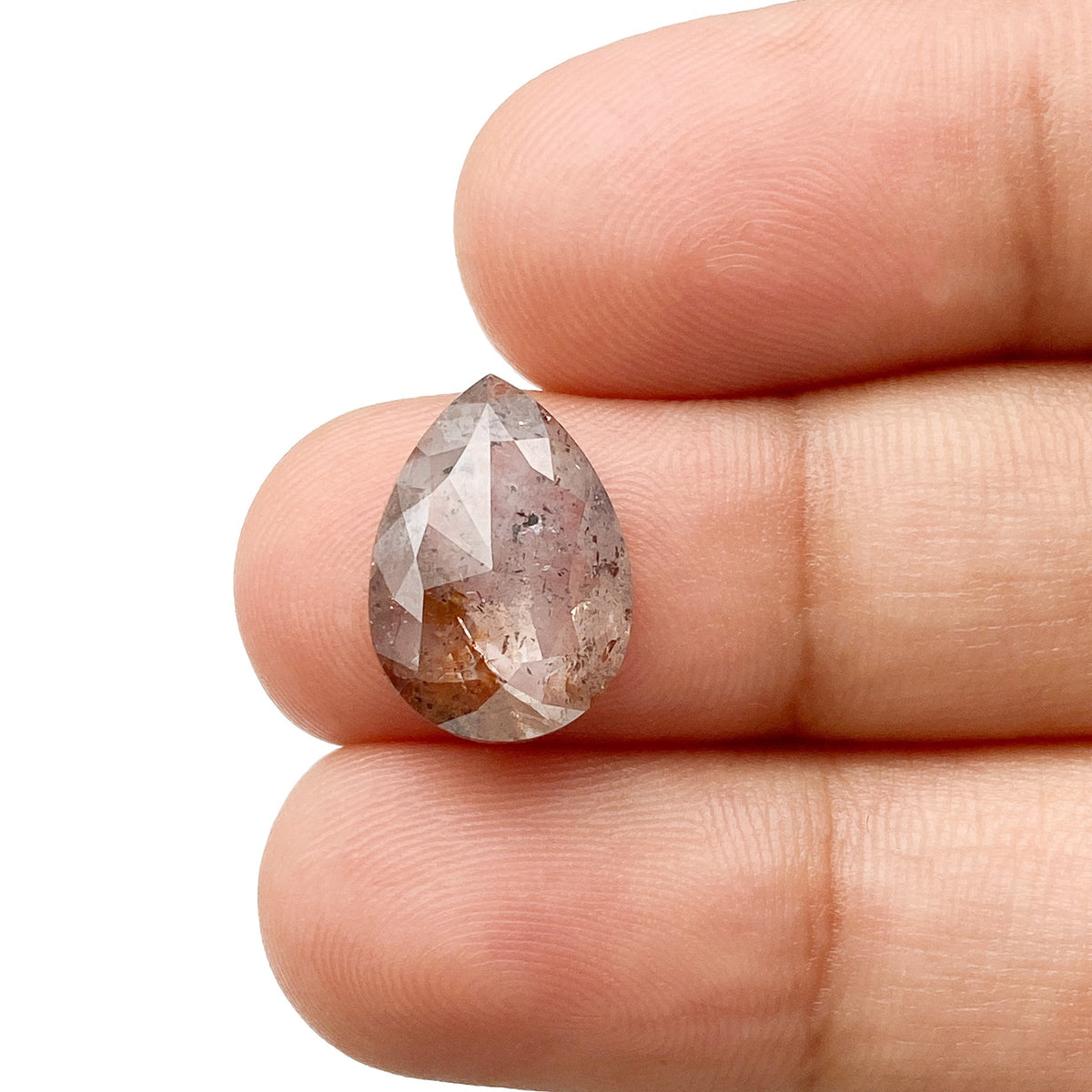 3.85ct | Rustic Grayish Brown Pear Shape Rose Cut Diamond - Modern Rustic Diamond