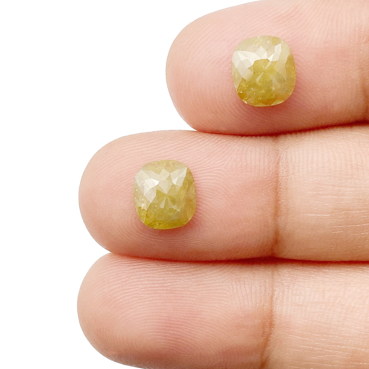 2.00cttw | Rustic  Cushion Shape Rose Cut Diamond Matched Pair - Modern Rustic Diamond