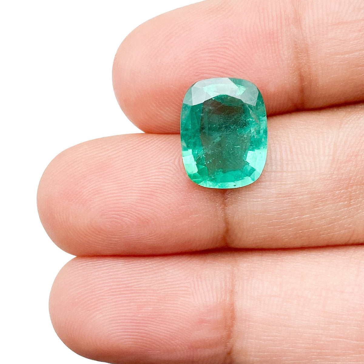 3.28ct | Brilliant Cut Cushion Shape Brazil Emerald - Modern Rustic Diamond