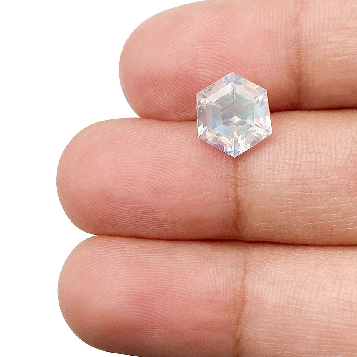 2.16ct |  Hexagon Shape Step Cut Moonstone - Modern Rustic Diamond