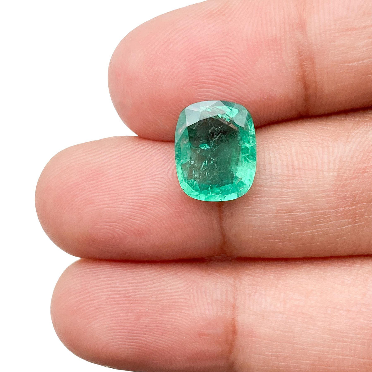 2.45ct | Brilliant Cut Cushion Shape Brazil Emerald - Modern Rustic Diamond