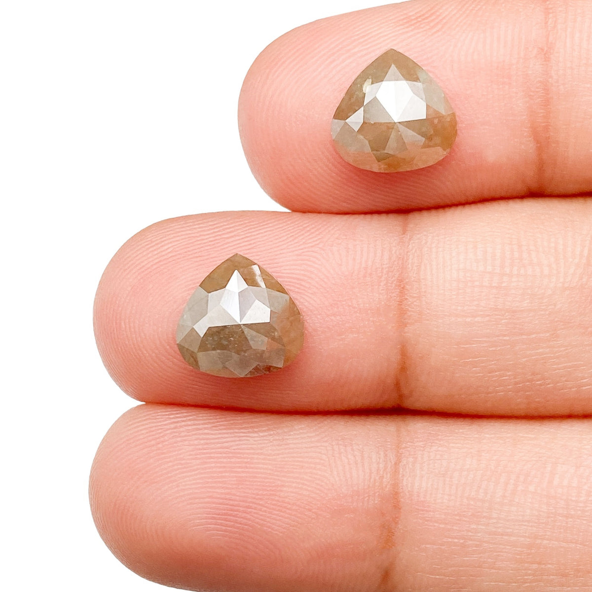 4.04cttw | Rustic  Pear Shape Rose Cut Diamond Matched Pair - Modern Rustic Diamond