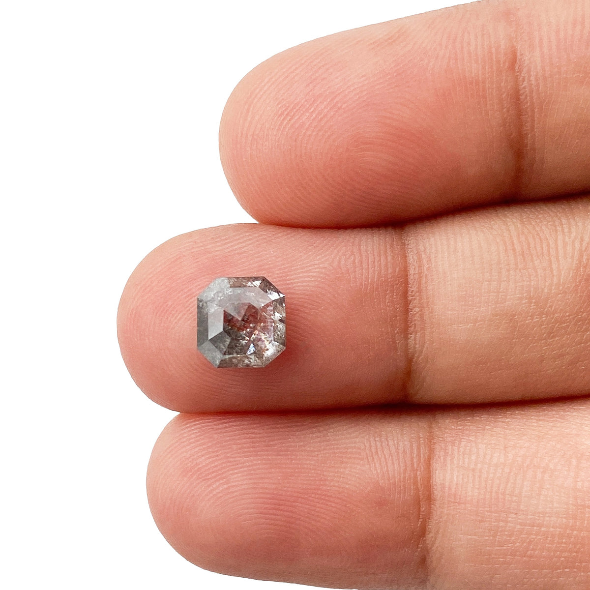 1.61ct | Salt &amp; Pepper Asscher Shape Step Cut Diamond - Modern Rustic Diamond