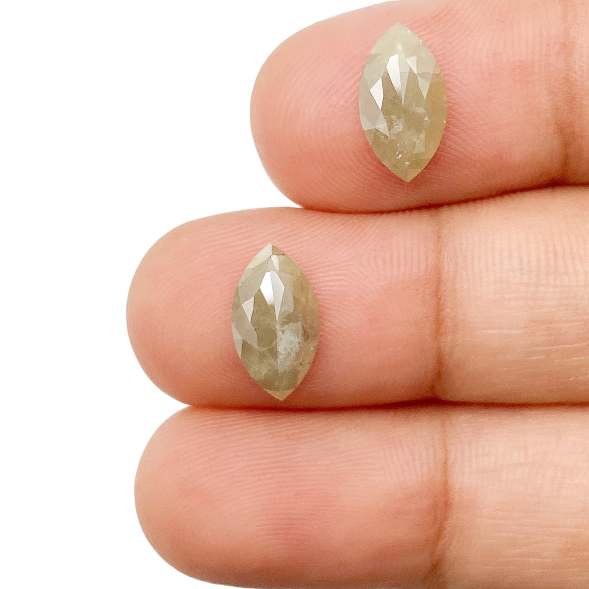 2.36cttw | Rustic  Marquise Shape Rose Cut Diamond Matched Pair - Modern Rustic Diamond