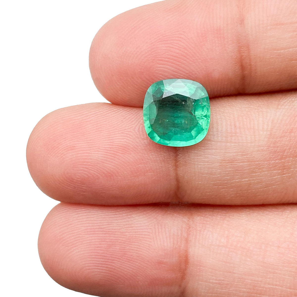 2.09ct | Brilliant Cut Cushion Shape Brazil Emerald - Modern Rustic Diamond