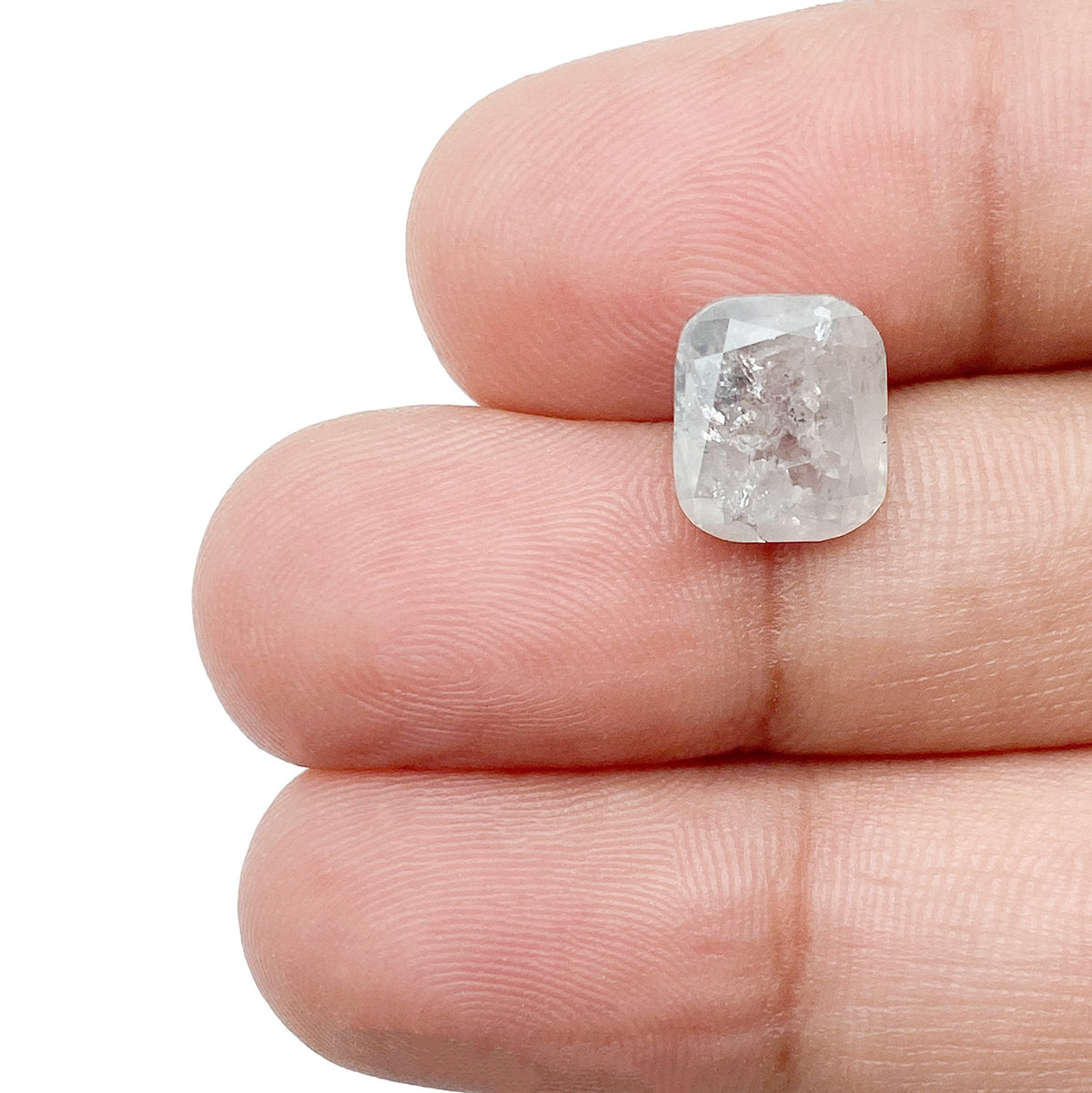 3.05ct | Salt &amp; Pepper Cushion Shape Rose Cut Diamond - Modern Rustic Diamond