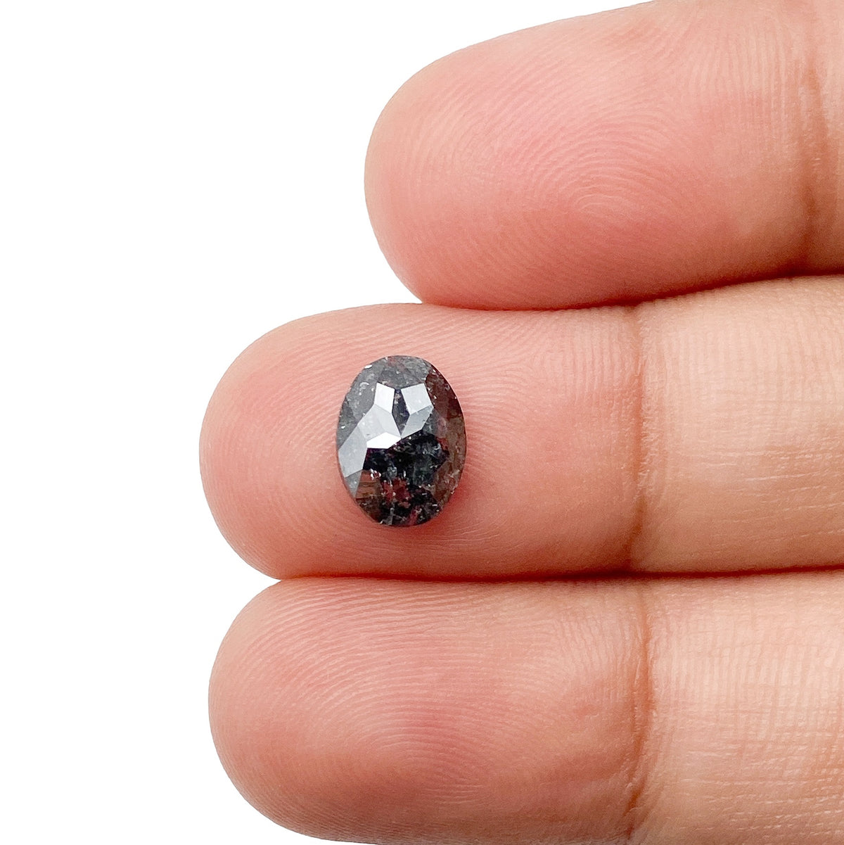 1.18ct | Salt &amp; Pepper Oval Shape Rose Cut Diamond - Modern Rustic Diamond