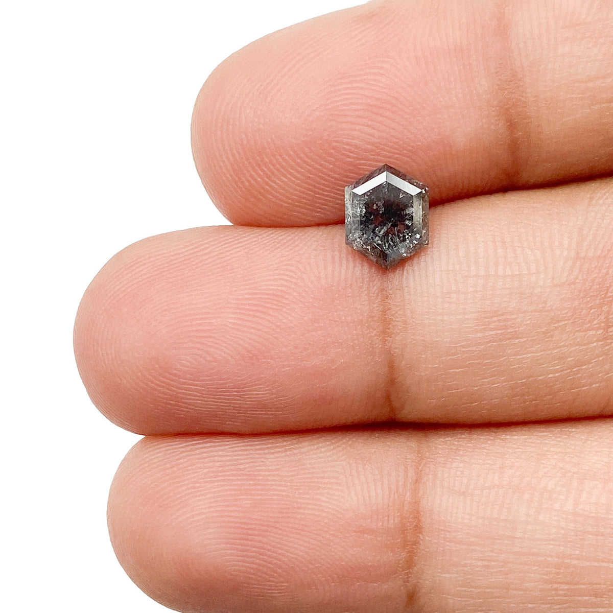 0.87ct | Salt & Pepper Hexagon Shape Brilliant Cut Diamond - Modern Rustic Diamond