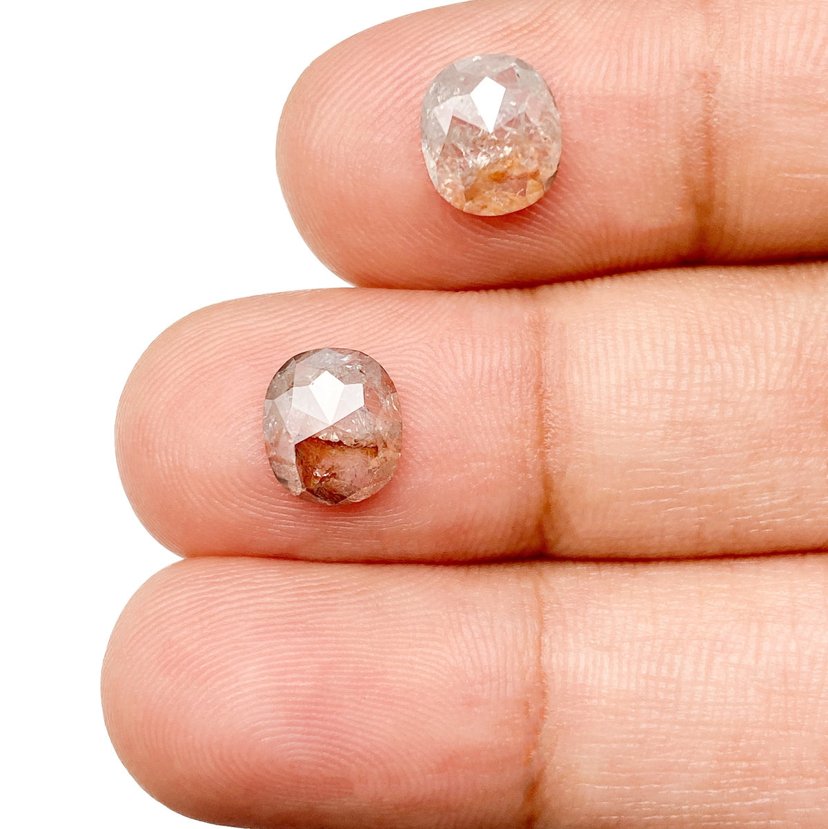 2.46cttw | Rustic Cushion Shape Rose Cut Diamond Matched Pair - Modern Rustic Diamond