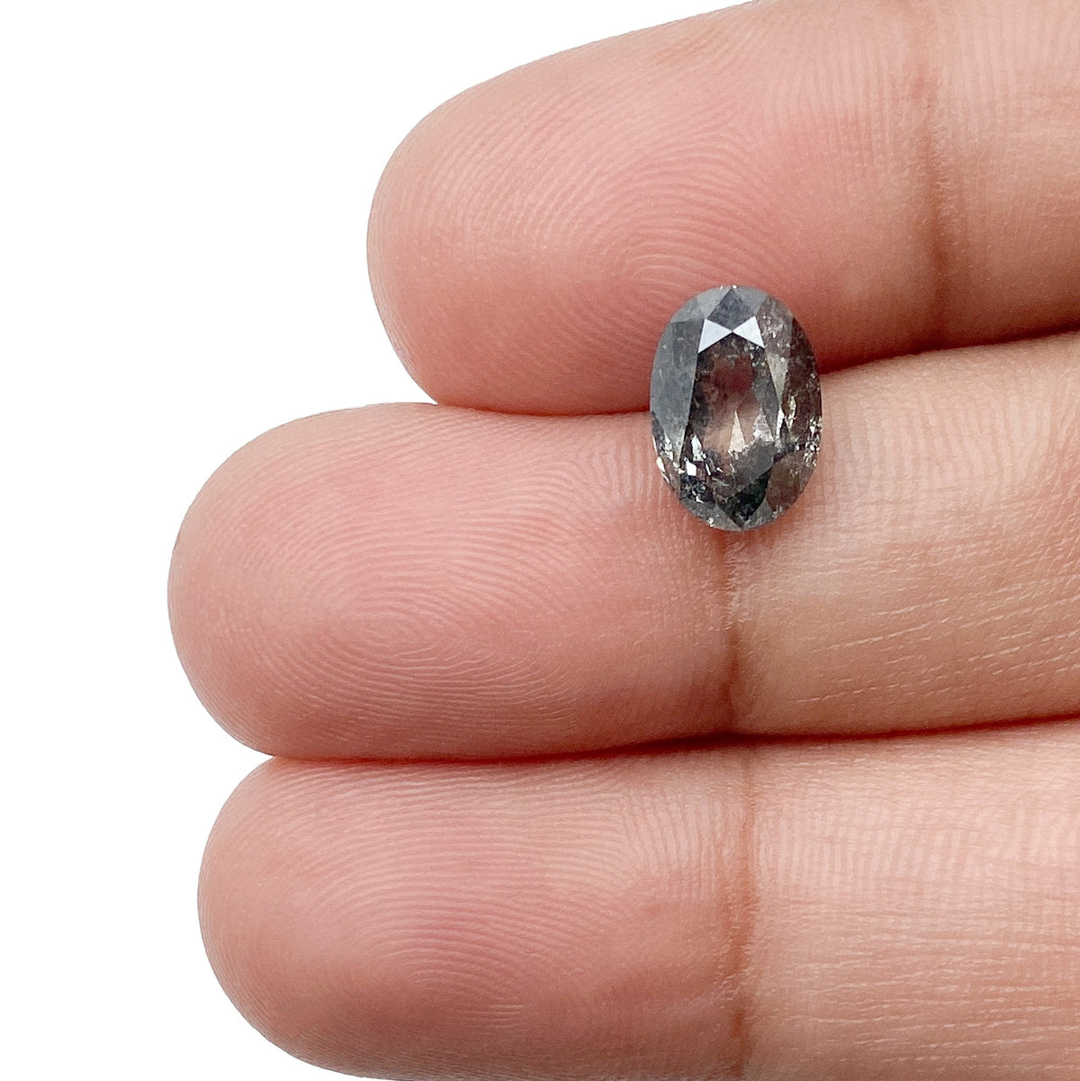 1.91ct | Salt &amp; Pepper Oval Shape Rose Cut Diamond - Modern Rustic Diamond