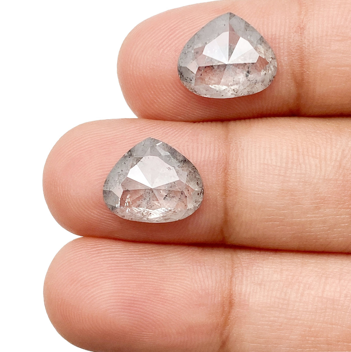 5.87cttw | Rustic Pear Shape Rose Cut Diamond Matched Pair - Modern Rustic Diamond
