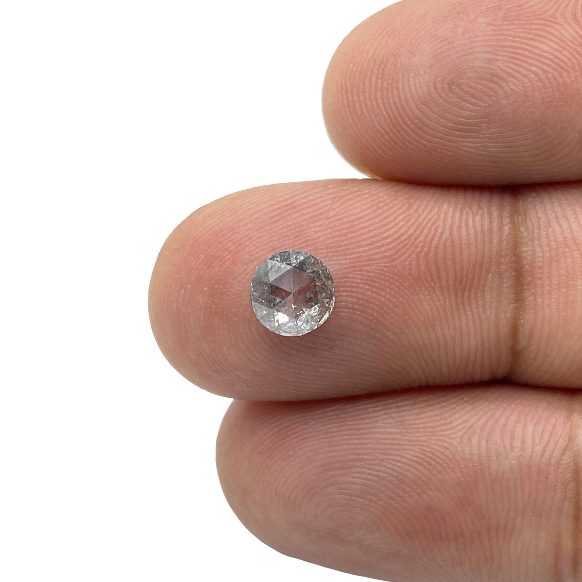 0.83ct | Salt &amp; Pepper Round Shape Rose Cut Diamond - Modern Rustic Diamond