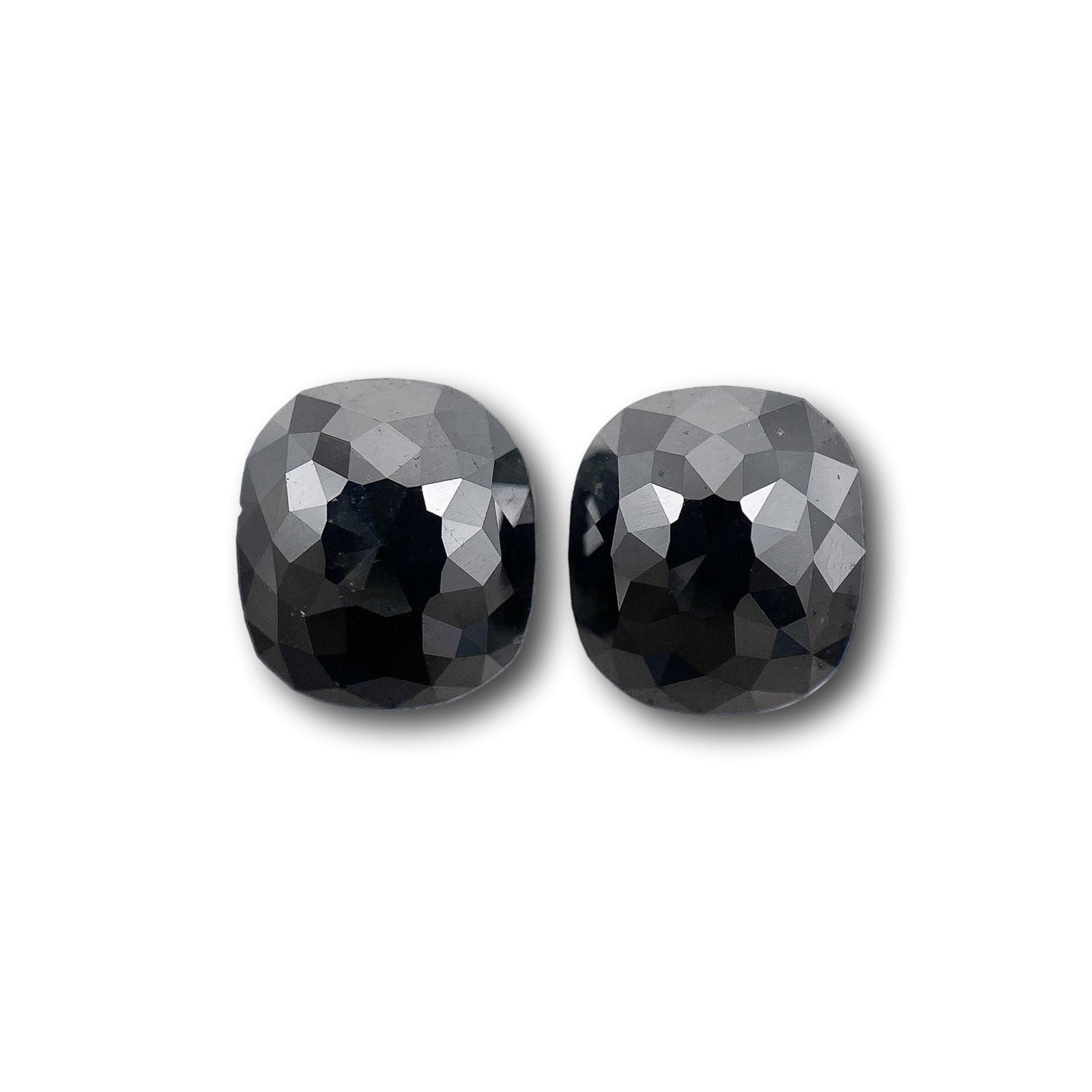 2.22cttw | Black Cushion Shape Rose Cut Diamond Matched Pair-Modern Rustic Diamond