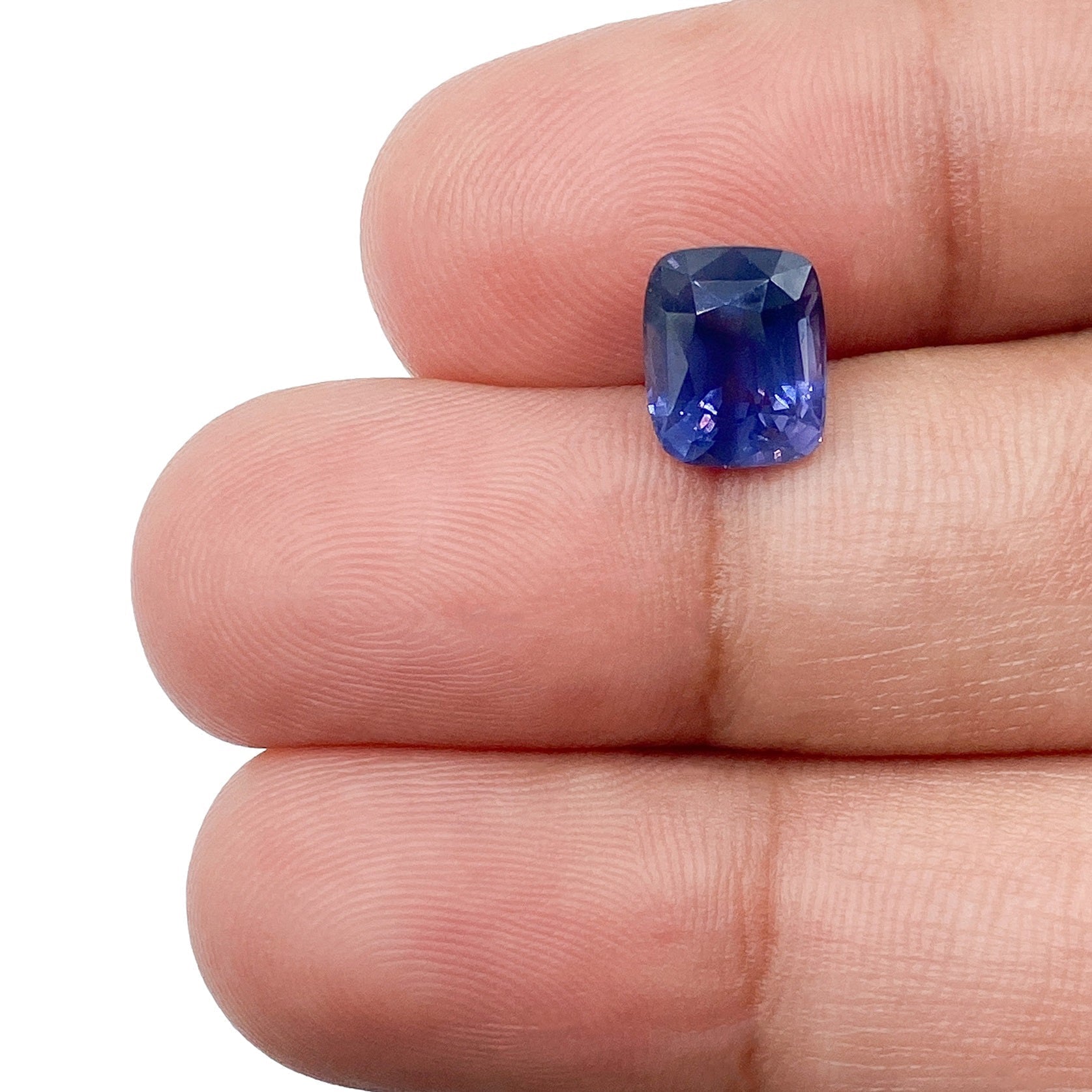 2.25ct Brilliant Cut Cushion Shape Blue Silky Sapphire Modern Rustic Diamond