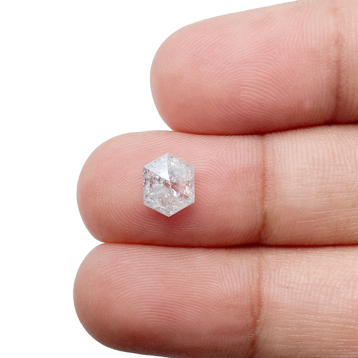 1.34ct | Salt &amp; Pepper Hexagon Shape Rose Cut Diamond - Modern Rustic Diamond