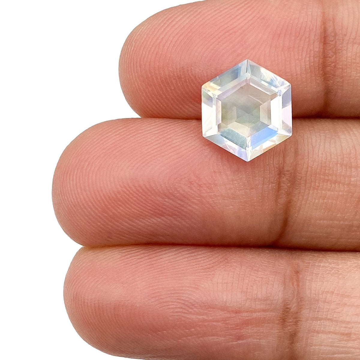 2.06ct |  Hexagon Shape Step Cut Moonstone - Modern Rustic Diamond
