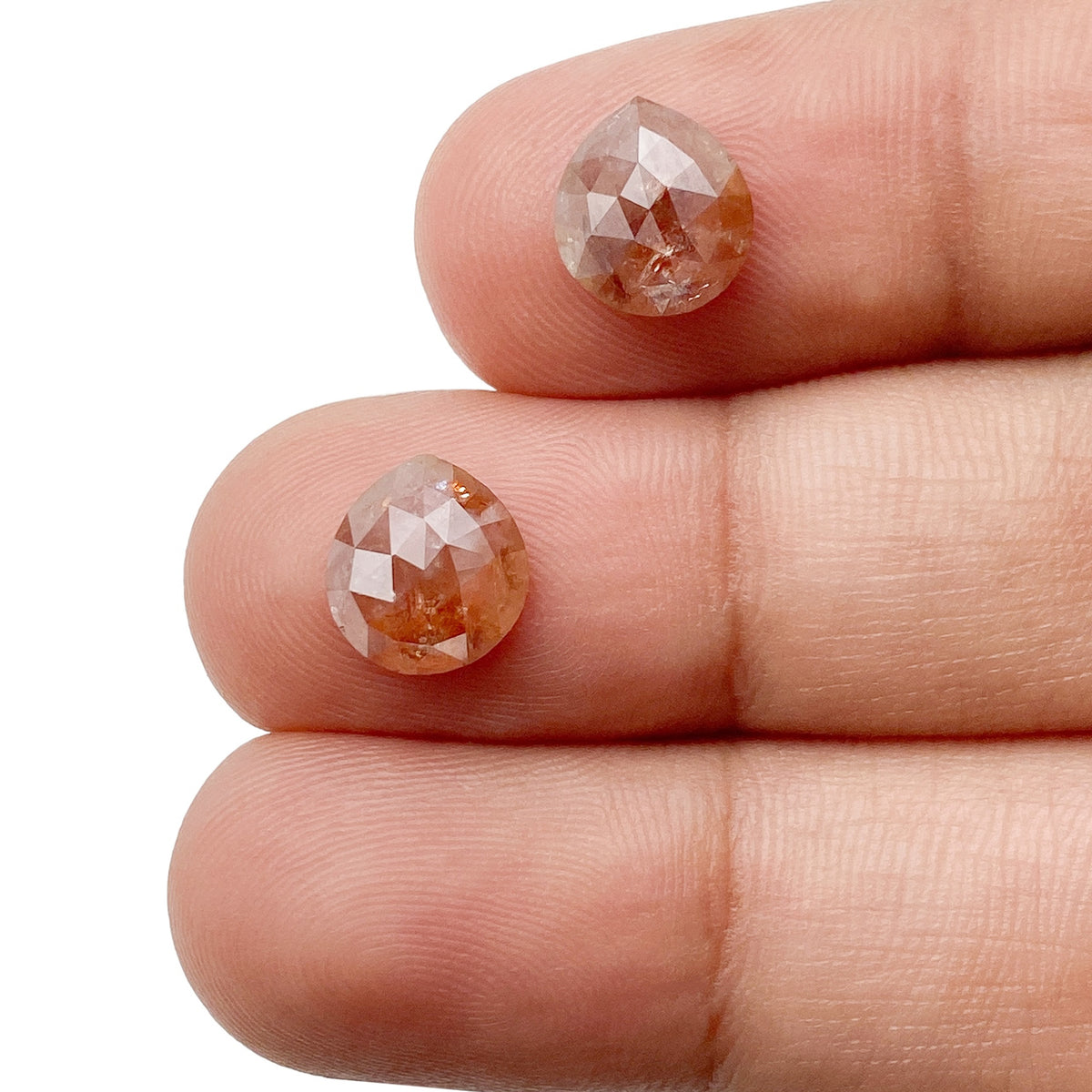 3.04cttw | Salt &amp; Pepper Pear Shape Rose Cut Diamond Matched Pair - Modern Rustic Diamond
