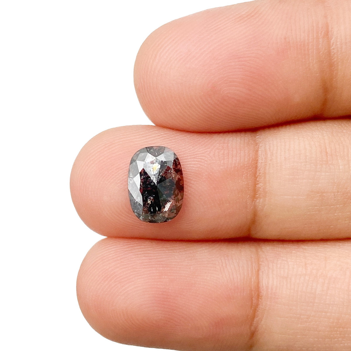 1.05ct | Salt &amp; Pepper Cushion Shape Rose Cut Diamond - Modern Rustic Diamond