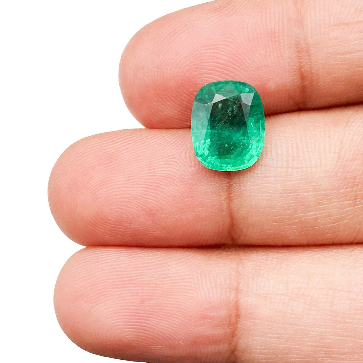 2.48ct | Brilliant Cut Cushion Shape Brazil Emerald - Modern Rustic Diamond