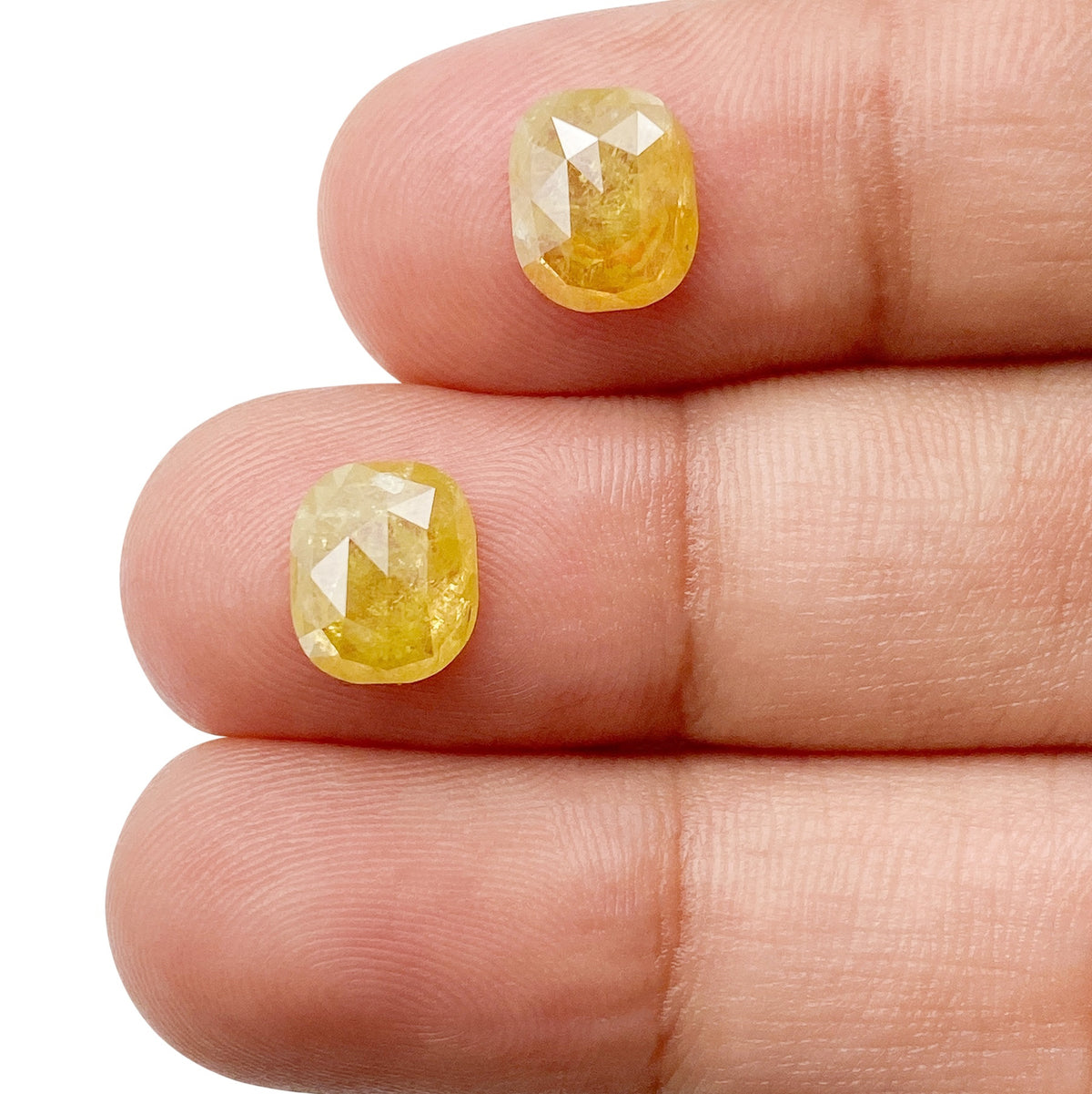 3.35cttw | Rustic  Cushion Shape Rose Cut Diamond Matched Pair - Modern Rustic Diamond