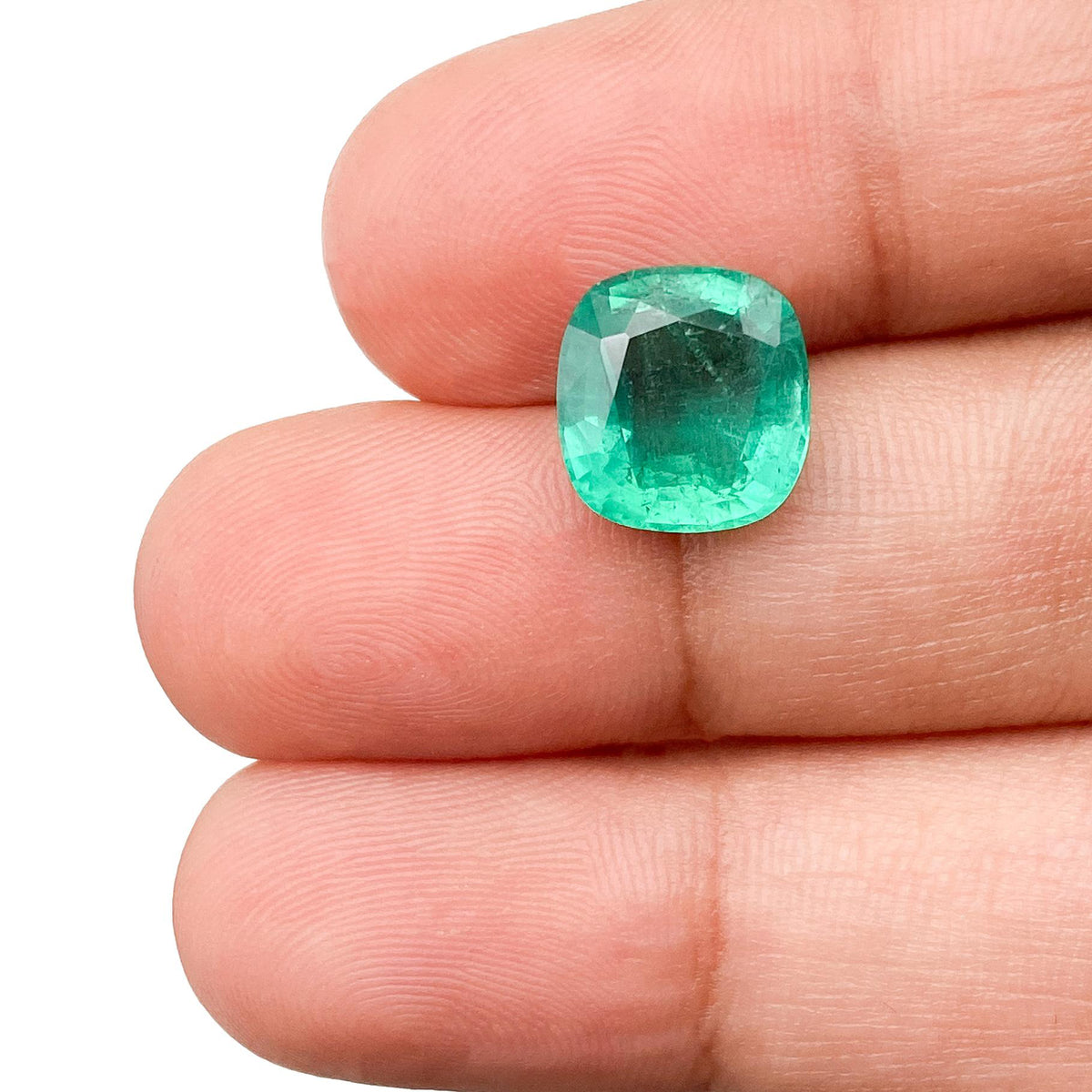 3.28ct | Brilliant Cut Cushion Shape Brazil Emerald - Modern Rustic Diamond