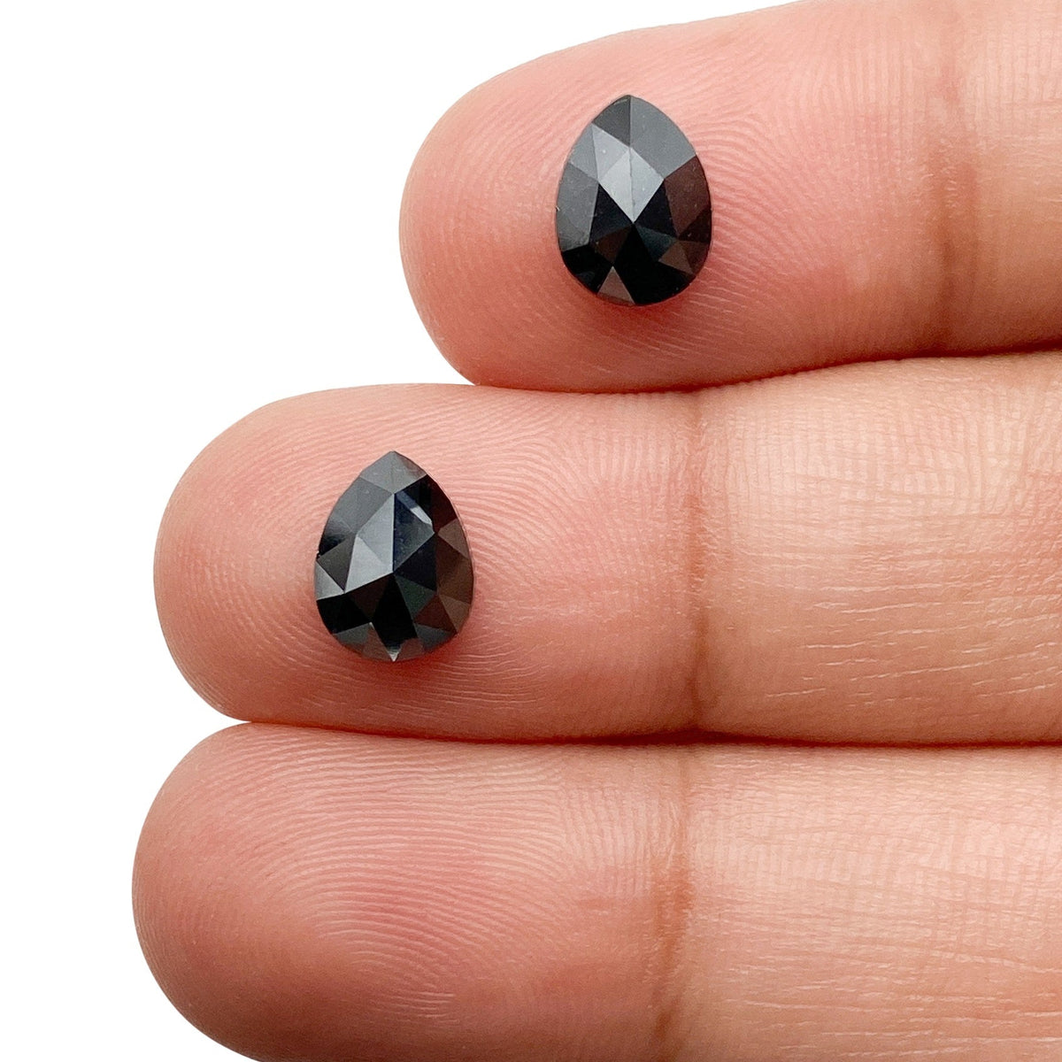 2.34cttw | Black Pear Shape Rose Cut Diamond Matched Pair-Modern Rustic Diamond