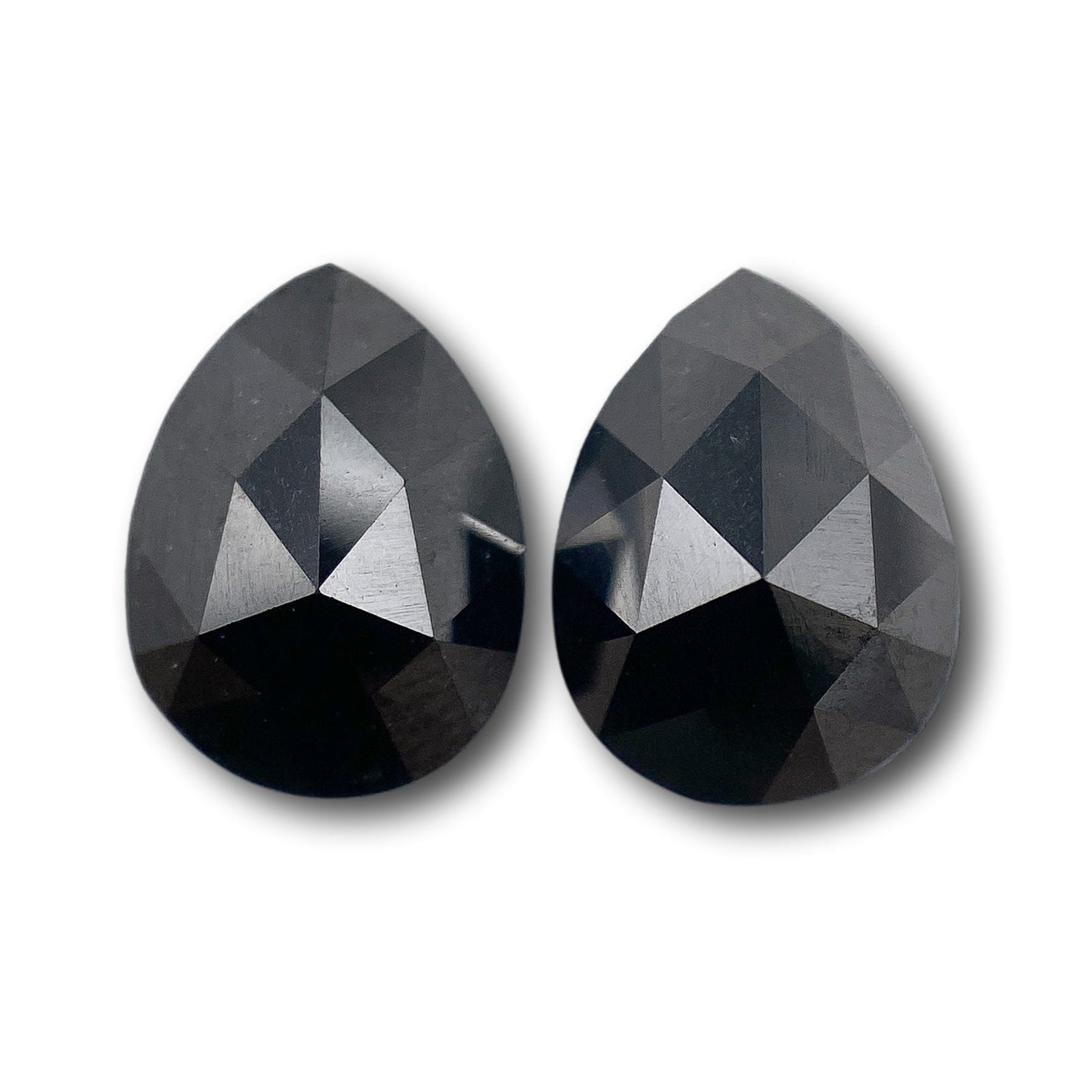 2.34cttw | Black Pear Shape Rose Cut Diamond Matched Pair-Modern Rustic Diamond