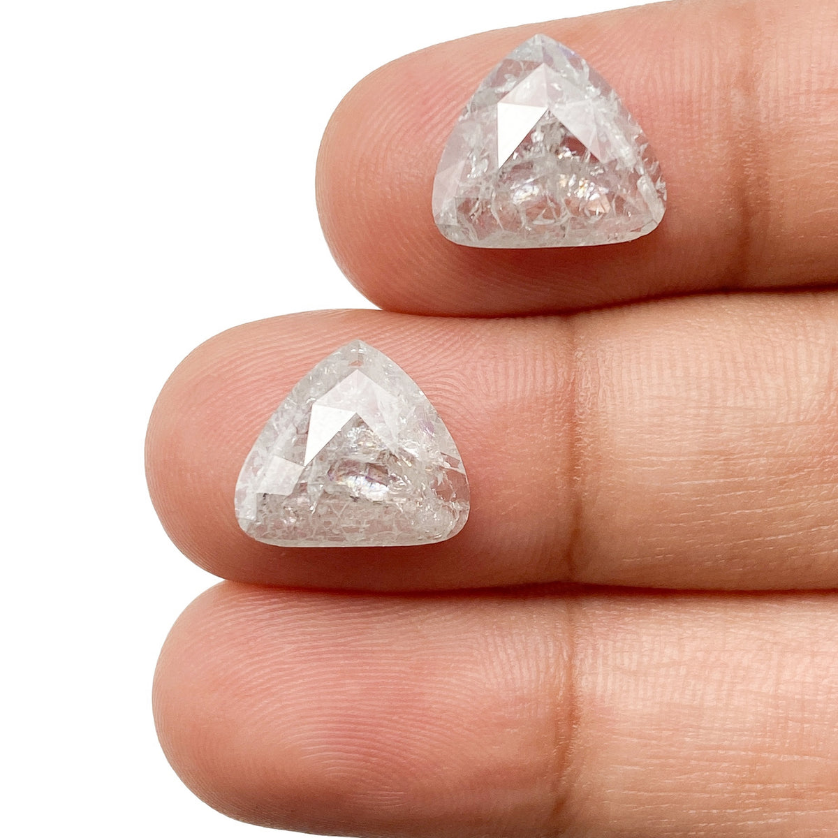 4.48cttw | Rustic Pear Shape Rose Cut Diamond Matched Pair - Modern Rustic Diamond