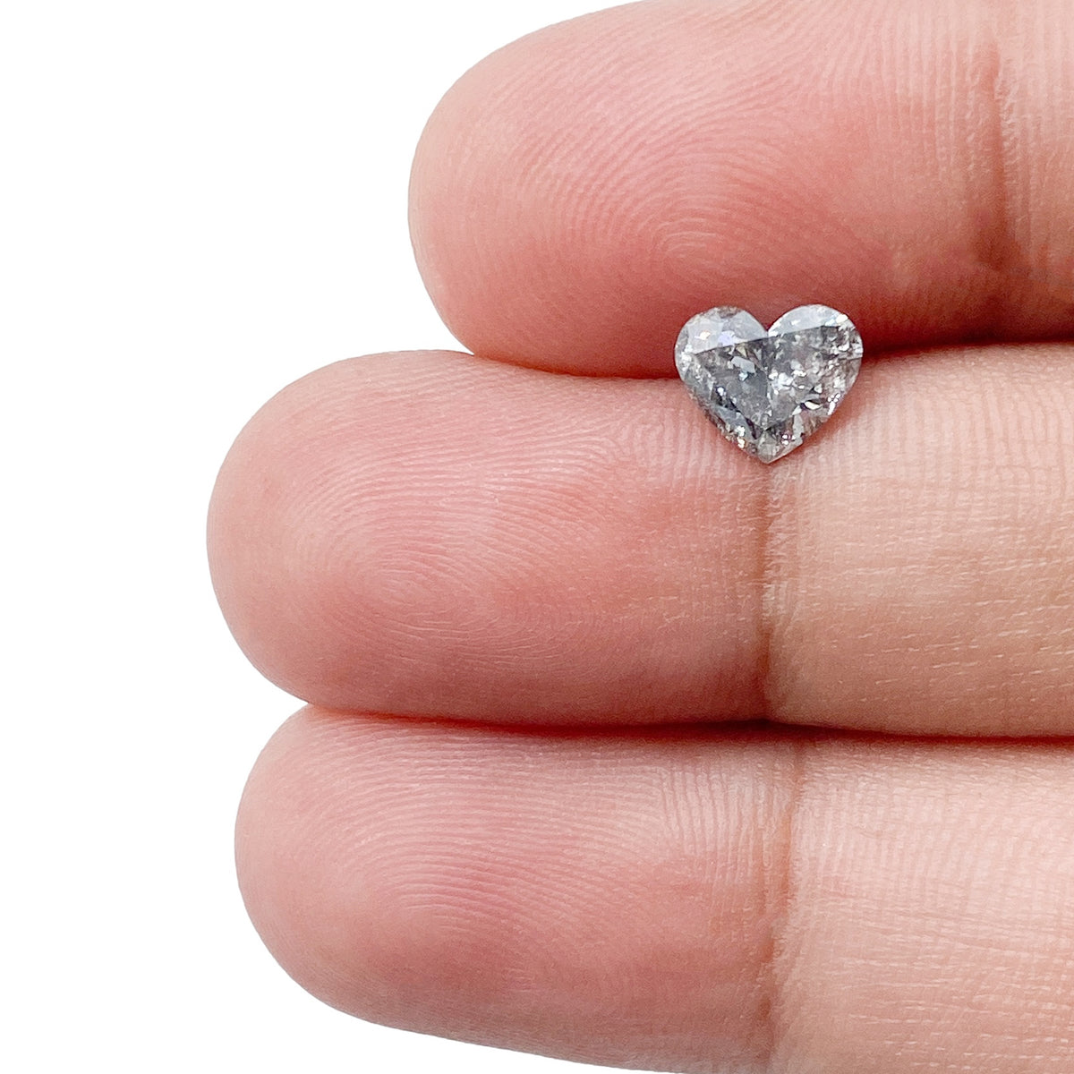 0.82ct | Salt &amp; Pepper Heart Shape Brilliant Cut Diamond - Modern Rustic Diamond