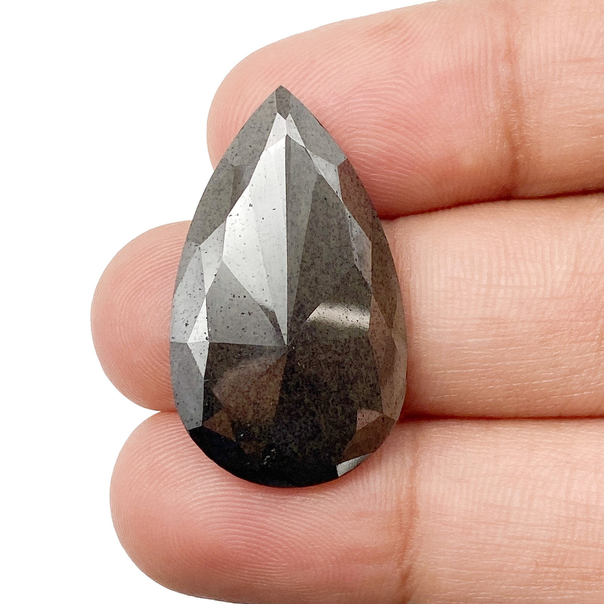 17.37ct | Salt &amp; Pepper Pear Shape Rose Cut Diamond - Modern Rustic Diamond