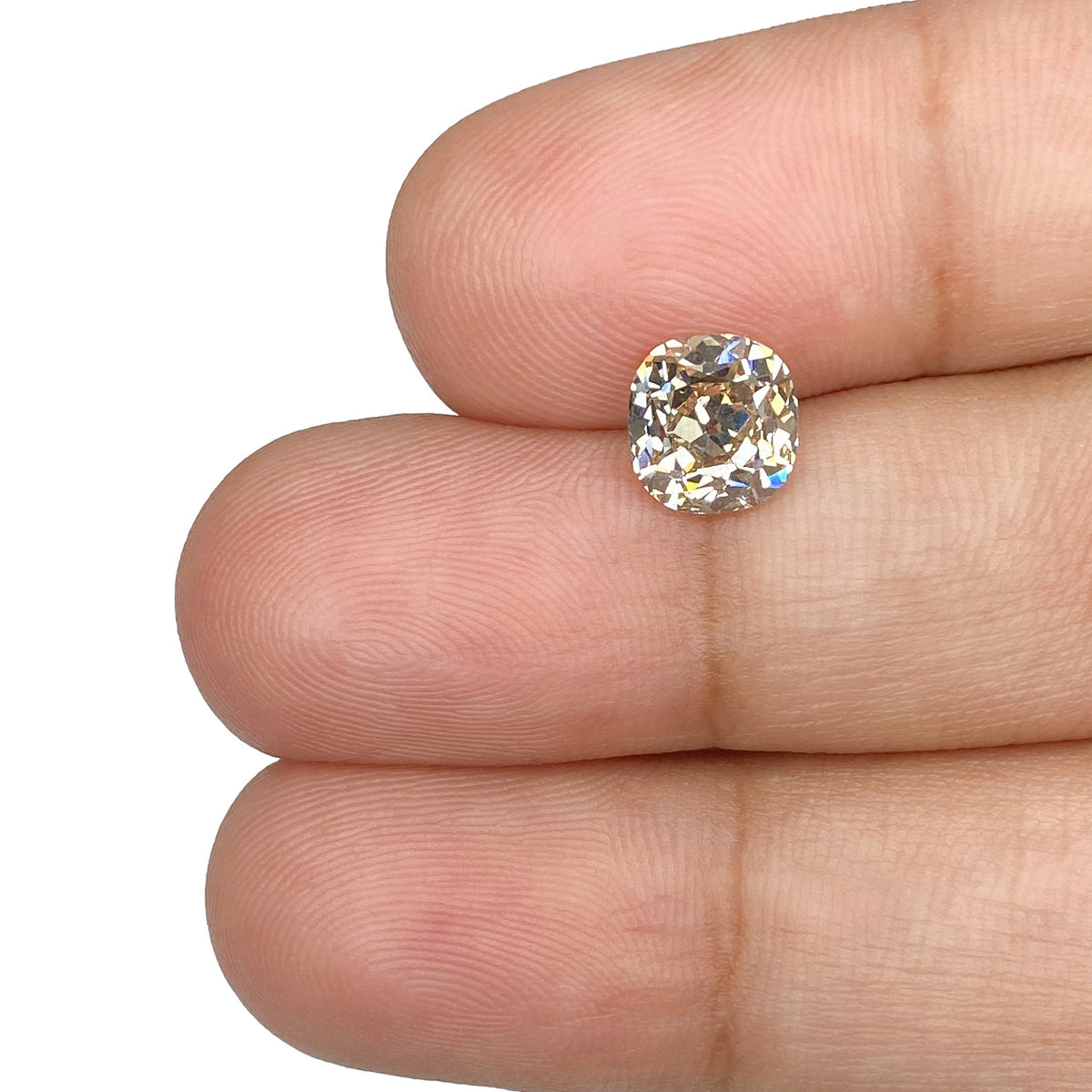 1.51ct | Light Brown VVS Cushion Shape Old Mine Cut Diamond - Modern Rustic Diamond