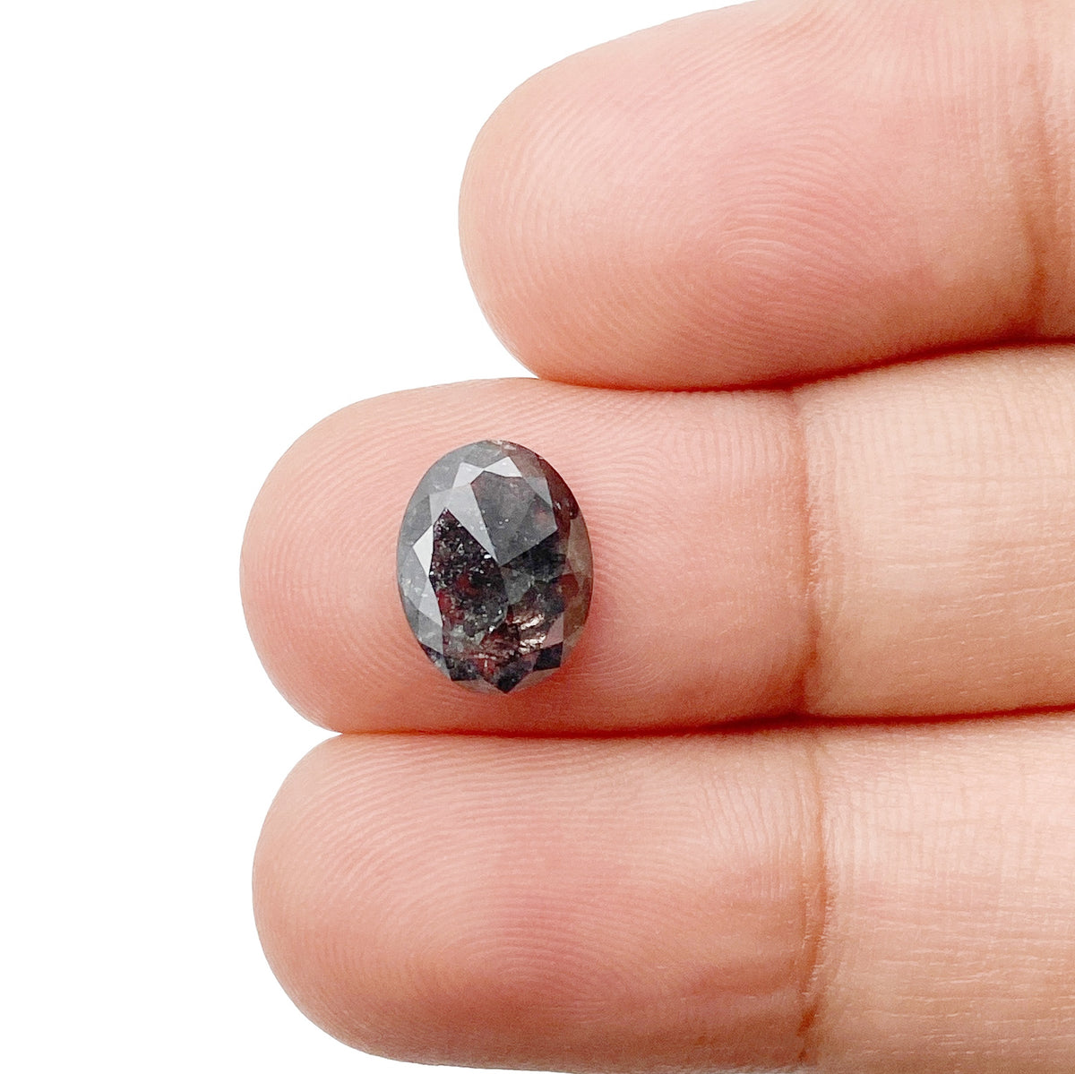 1.46ct | Salt &amp; Pepper Oval Shape Rose Cut Diamond - Modern Rustic Diamond