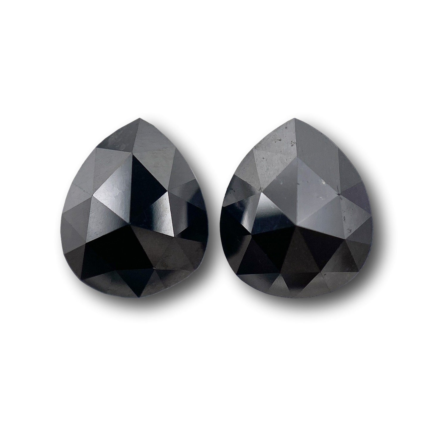 2.36cttw | Black Pear Shape Rose Cut Diamond Matched Pair-Modern Rustic Diamond