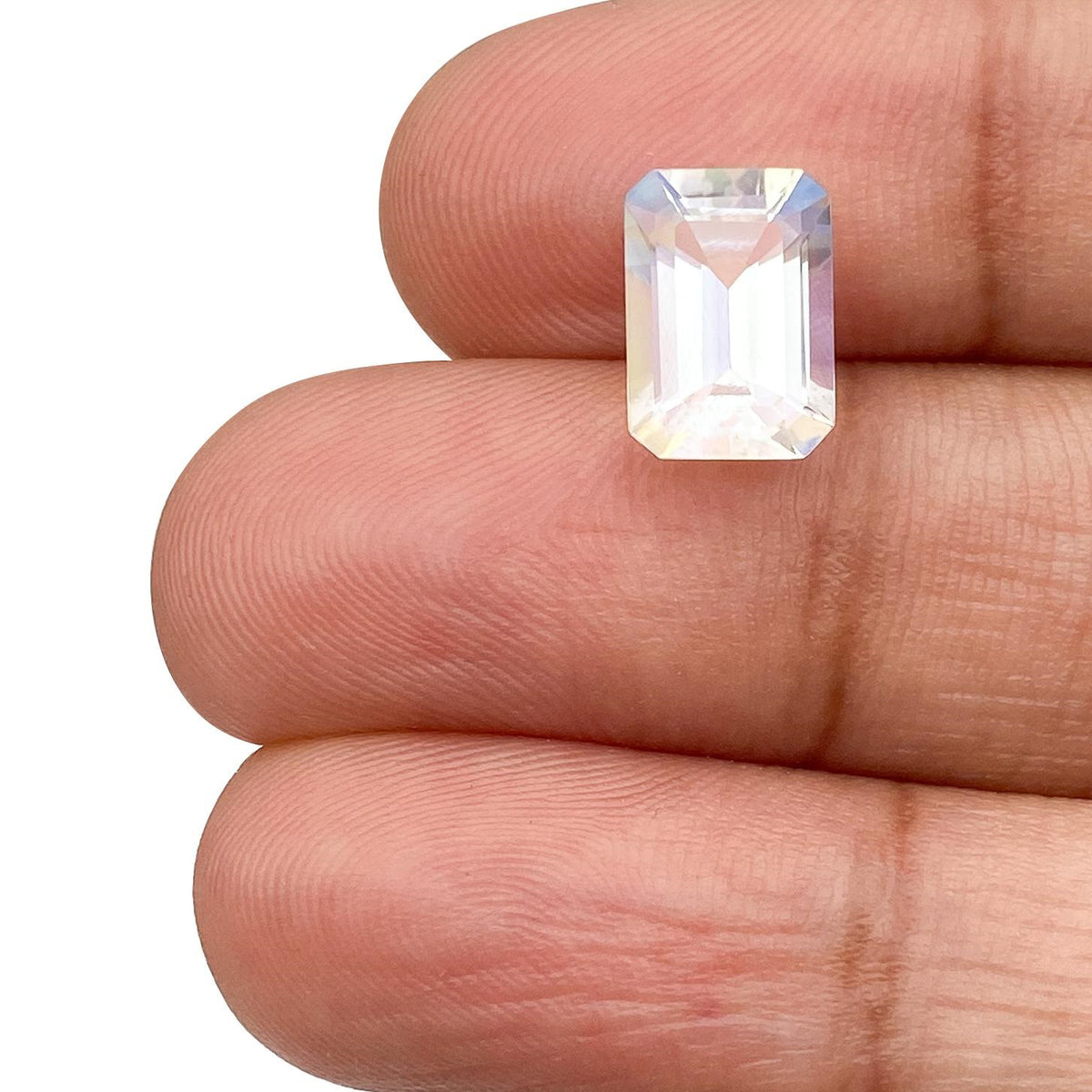 1.97ct |  Emerald Shape Step Cut Moonstone - Modern Rustic Diamond