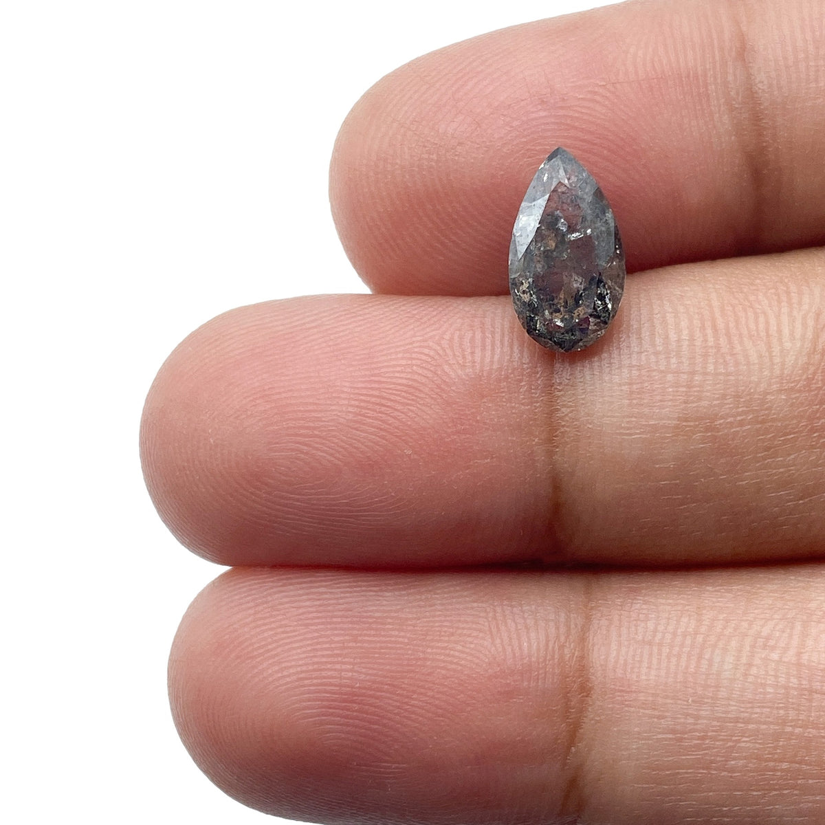 1.66ct | Salt &amp; Pepper Pear Shape Brilliant Cut Diamond - Modern Rustic Diamond