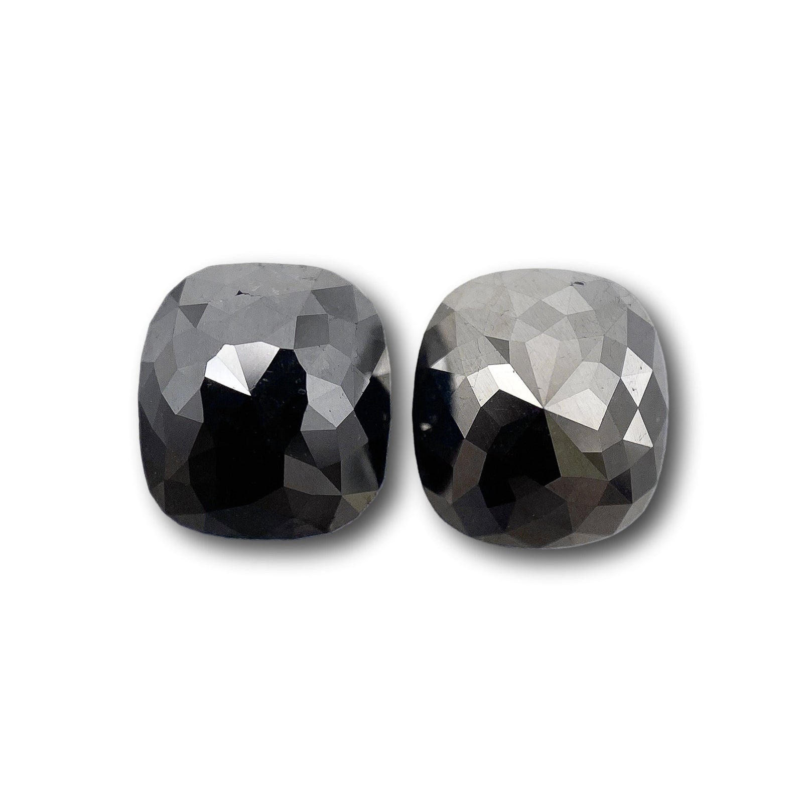 2.38cttw | Black Cushion Shape Rose Cut Diamond Matched Pair-Modern Rustic Diamond
