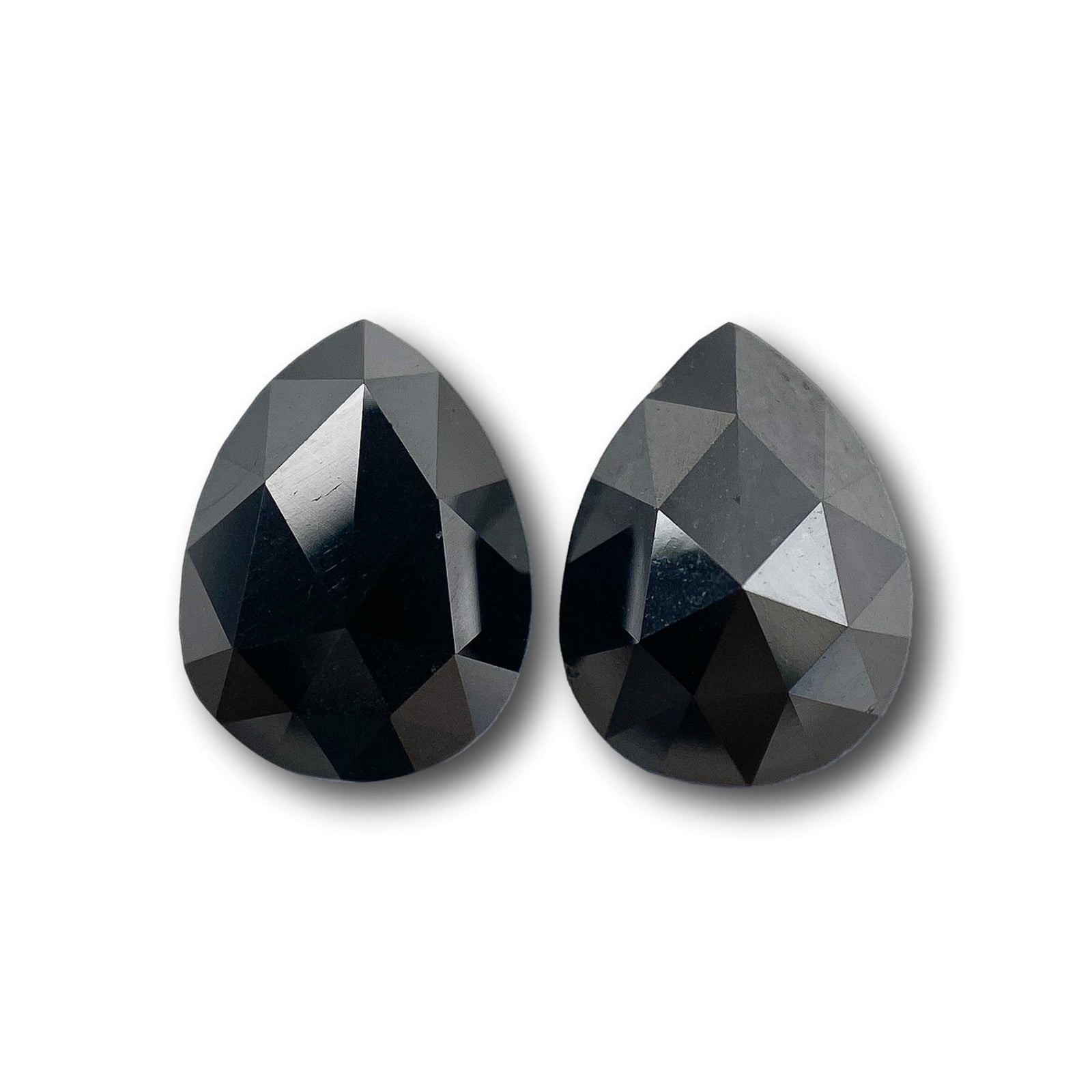 2.38cttw | Black Pear Shape Rose Cut Diamond Matched Pair-Modern Rustic Diamond