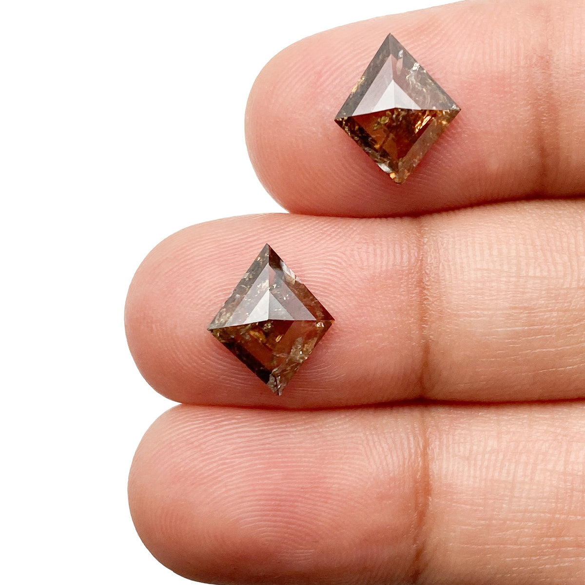2.53cttw | Rustic  Kite Shape Rose Cut Diamond Matched Pair - Modern Rustic Diamond