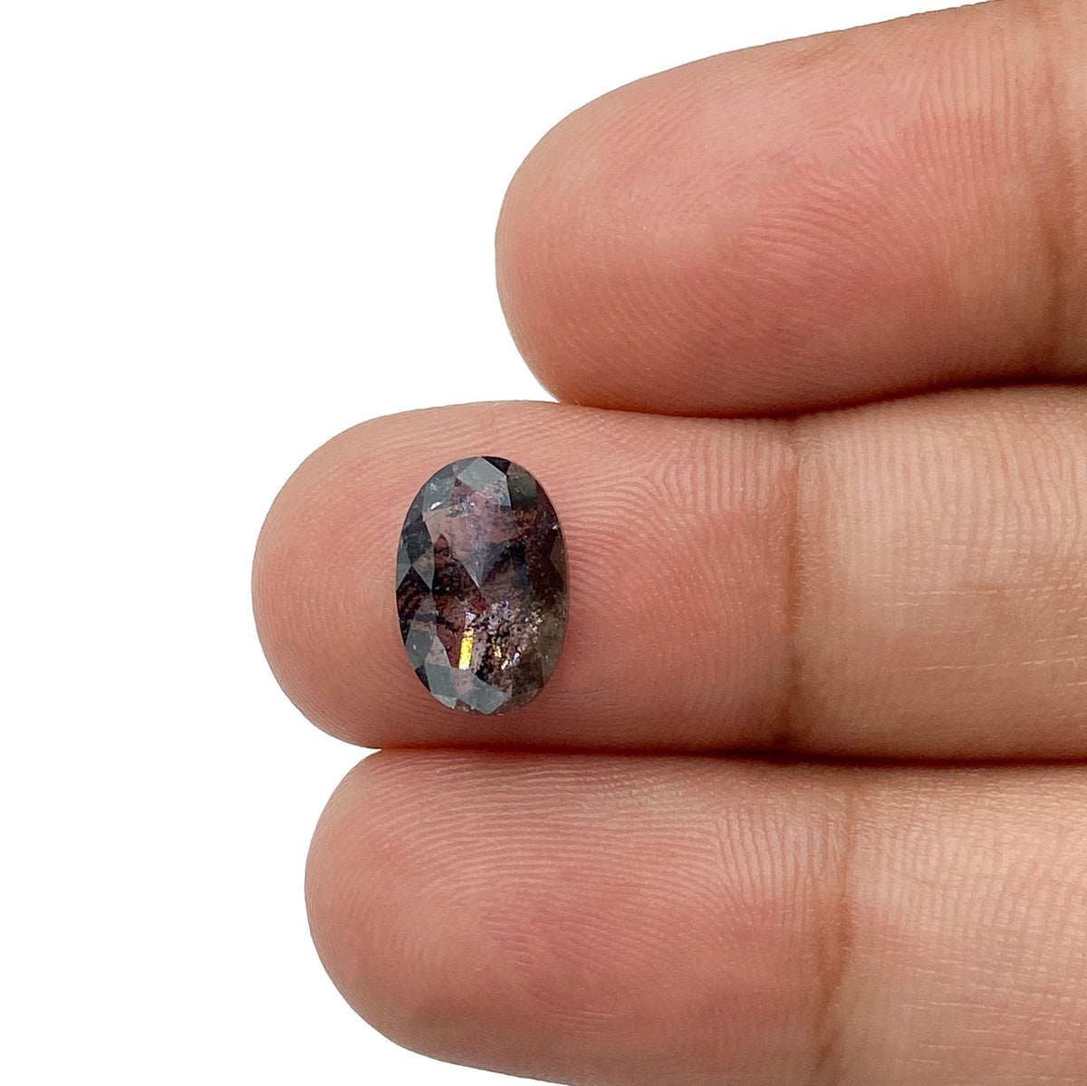 1.65ct | Salt &amp; Pepper Oval Shape Rose Cut Diamond - Modern Rustic Diamond