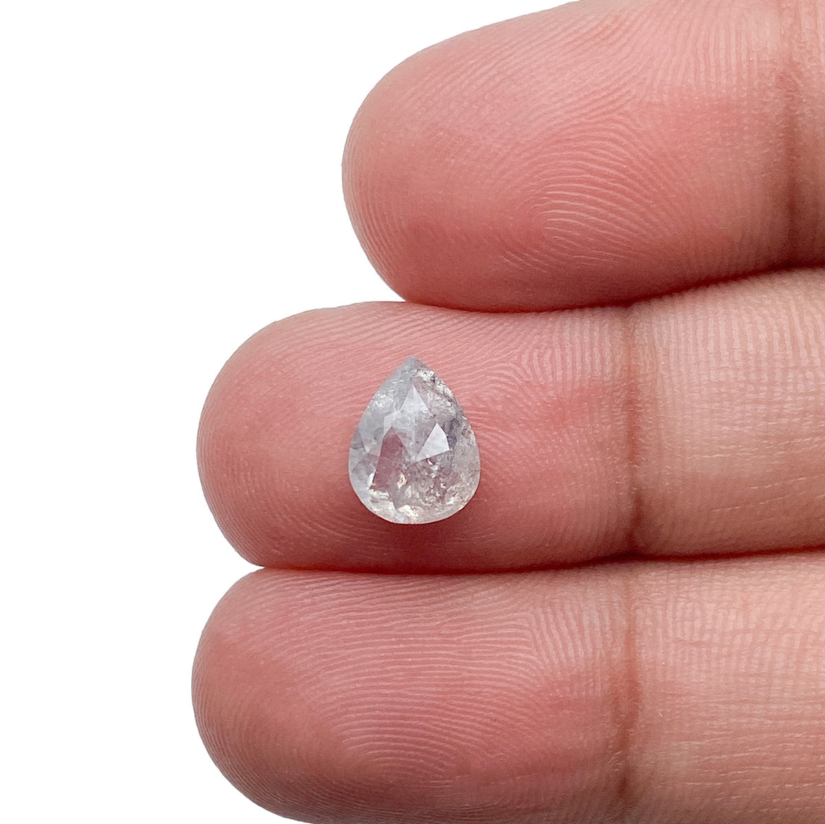 1.59ct | Salt &amp; Pepper Pear Shape Rose Cut Diamond - Modern Rustic Diamond