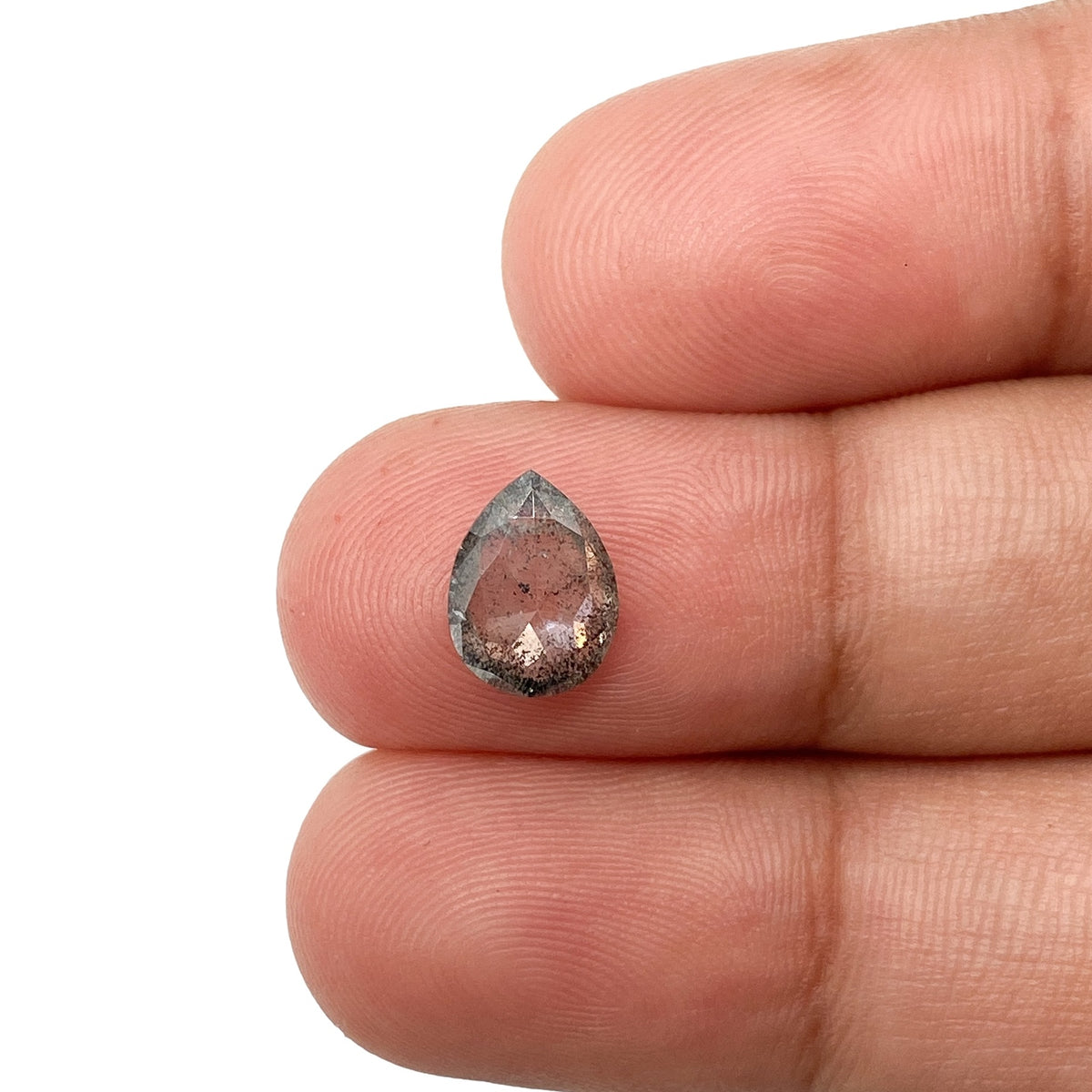 1.09ct | Salt &amp; Pepper Pear Shape Rose Cut Diamond - Modern Rustic Diamond