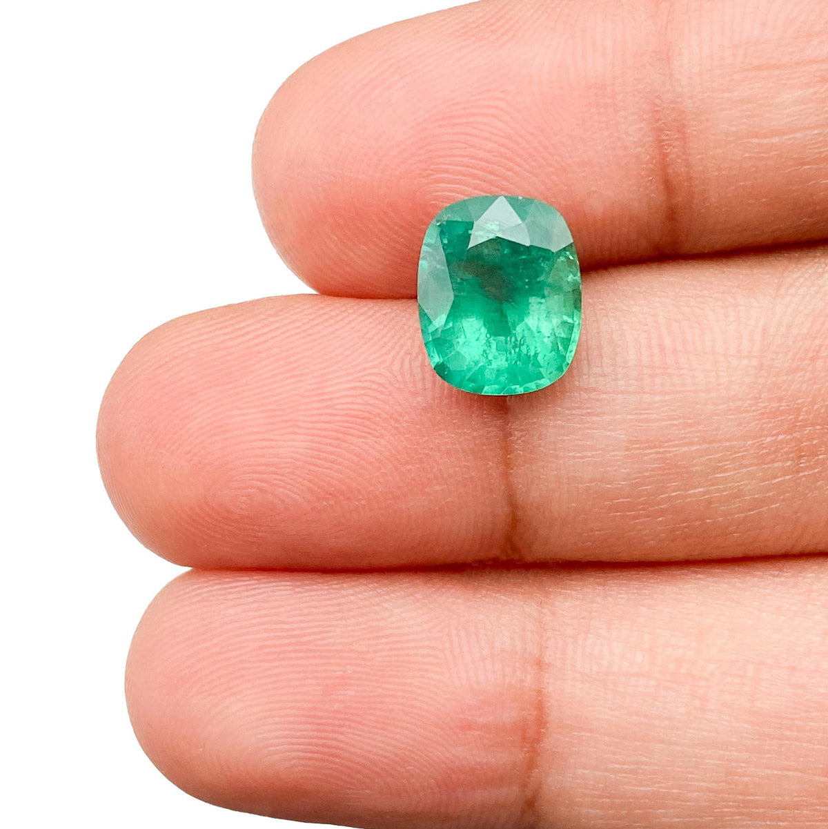 2.61ct | Brilliant Cut Cushion Shape Brazil Emerald - Modern Rustic Diamond