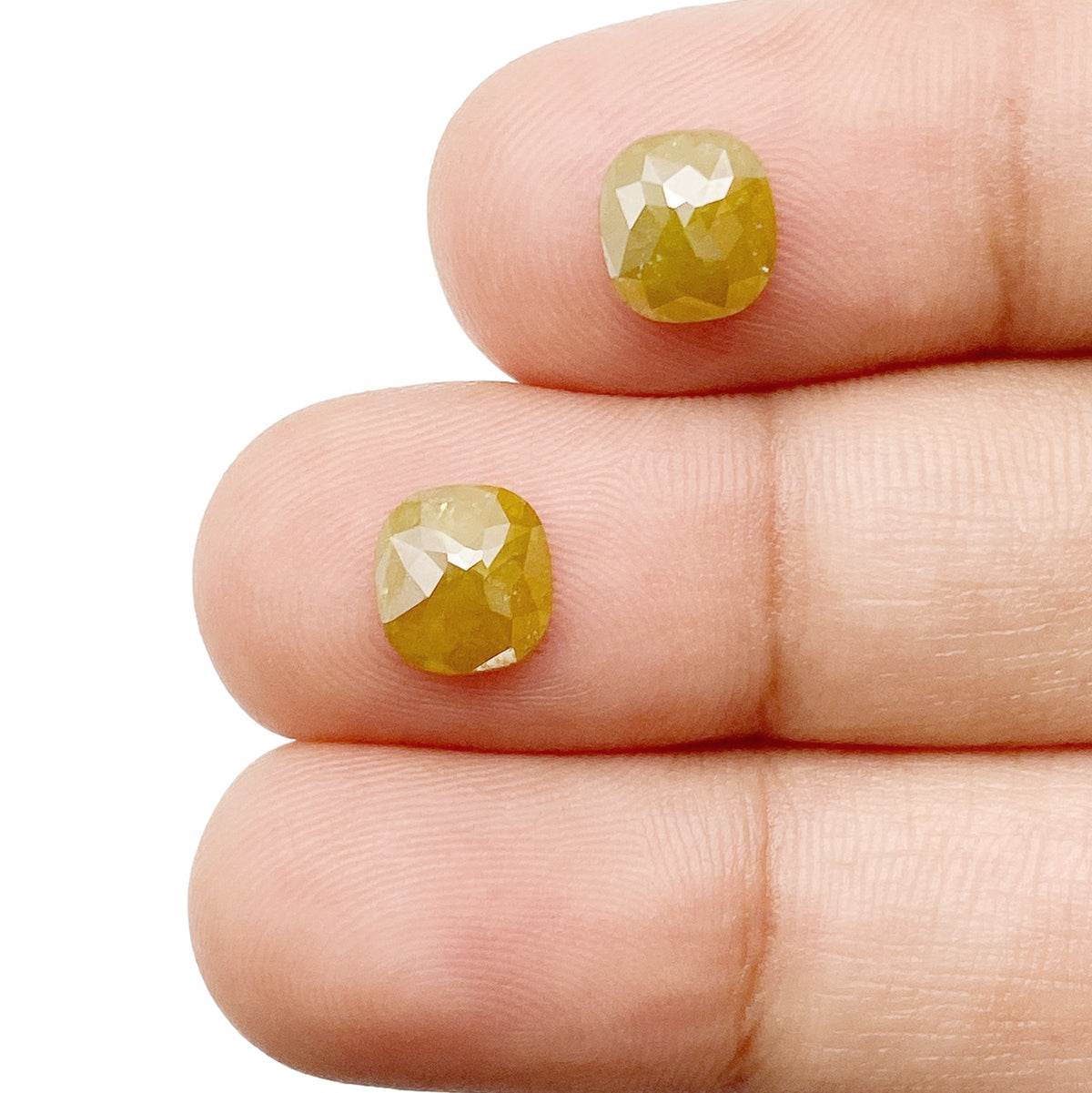 2.34cttw | Rustic  Cushion Shape Rose Cut Diamond Matched Pair - Modern Rustic Diamond
