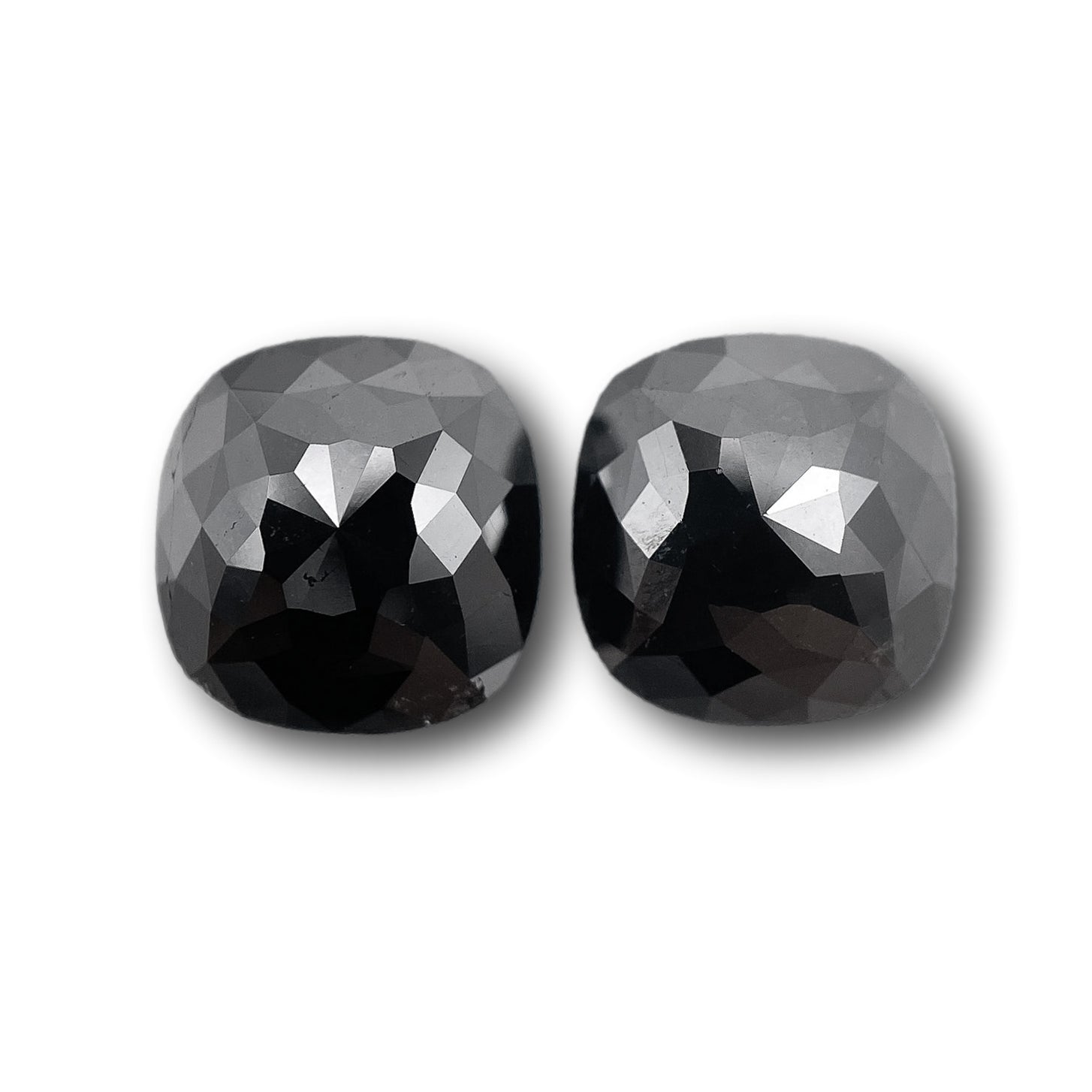 2.41cttw | Black Cushion Shape Rose Cut Diamond Matched Pair-Modern Rustic Diamond