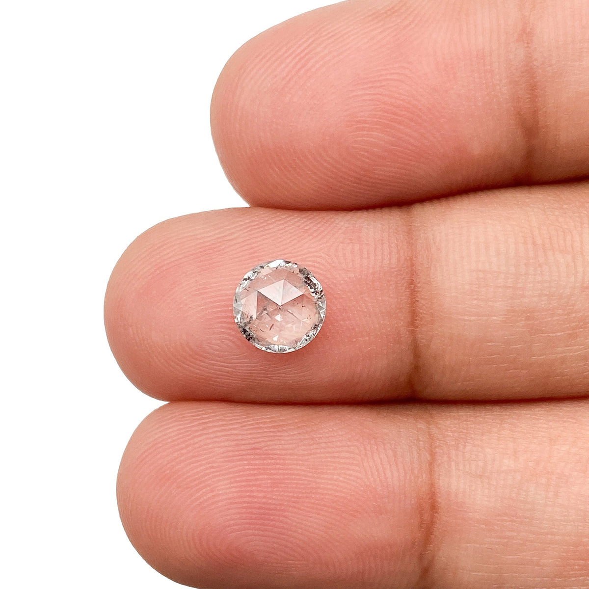0.74ct | Salt & Pepper Round Shape Rose Cut Diamond - Modern Rustic Diamond