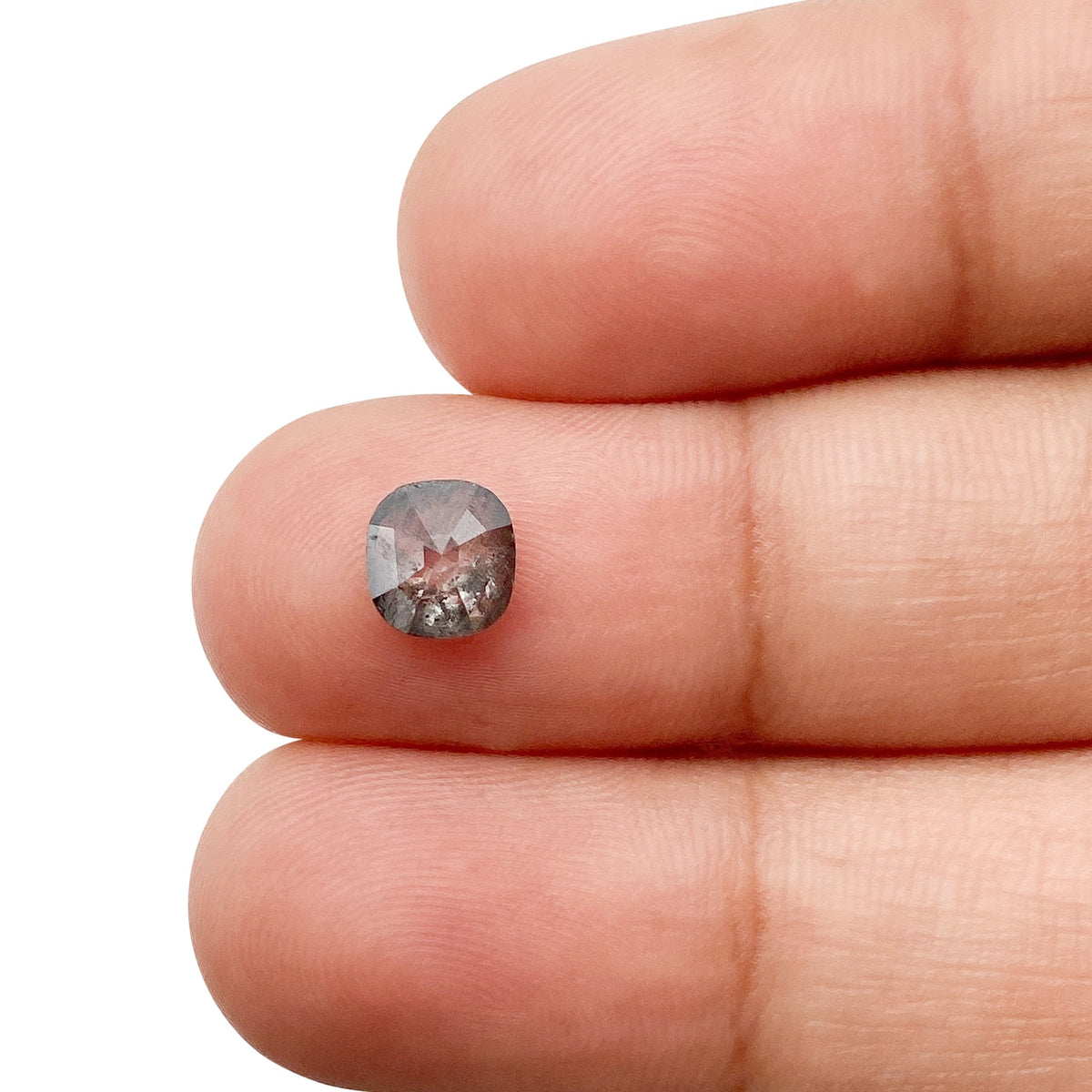 0.79ct | Salt &amp; Pepper Cushion Shape Rose Cut Diamond - Modern Rustic Diamond