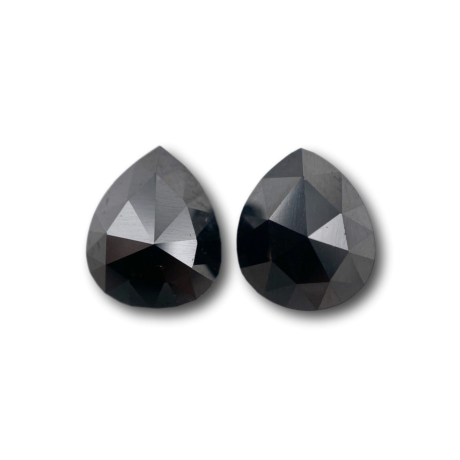 2.46cttw | Black Pear Shape Rose Cut Diamond Matched Pair-Modern Rustic Diamond