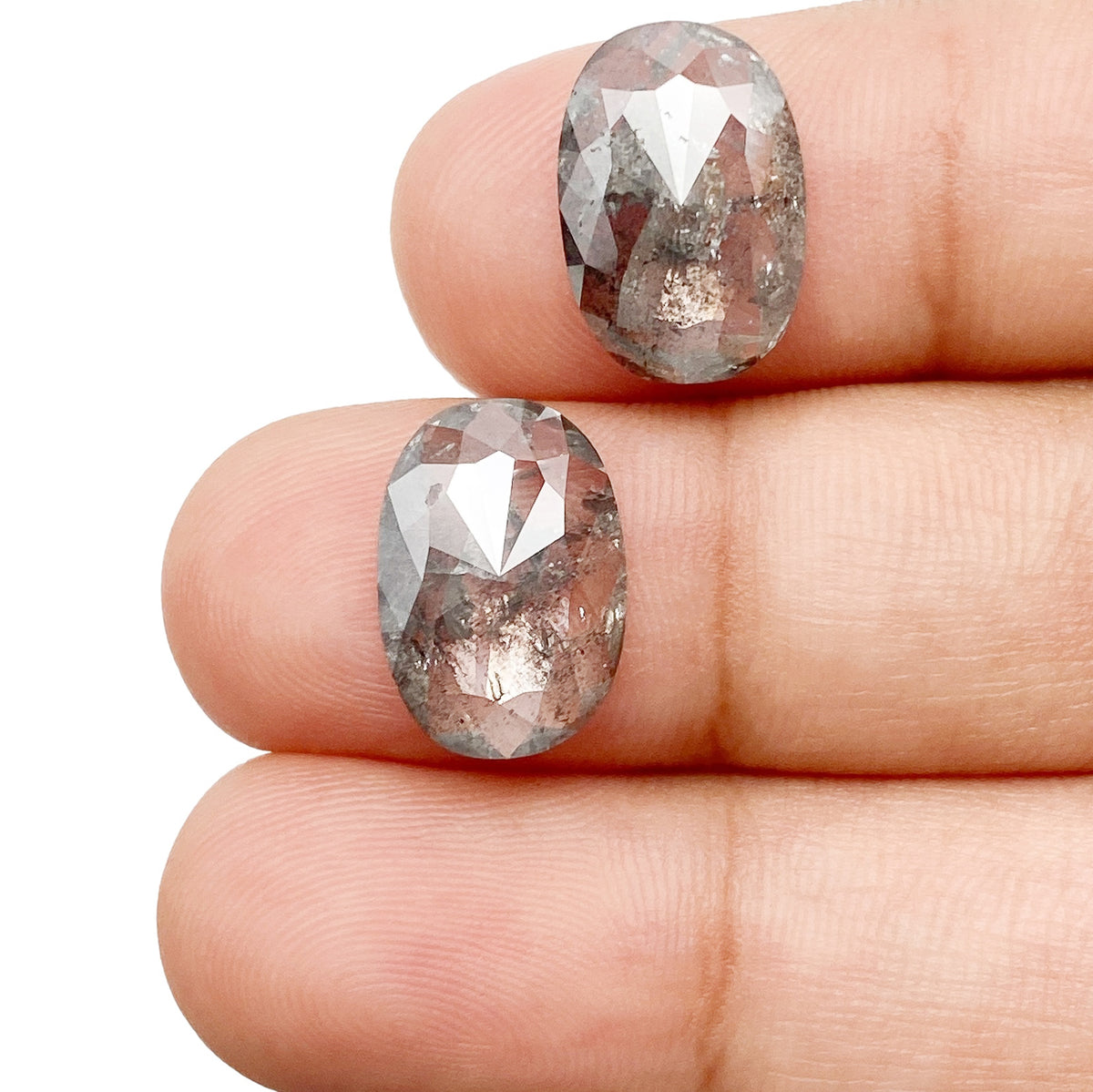 6.49cttw | Rustic Oval Shape Rose Cut Diamond Matched Pair - Modern Rustic Diamond