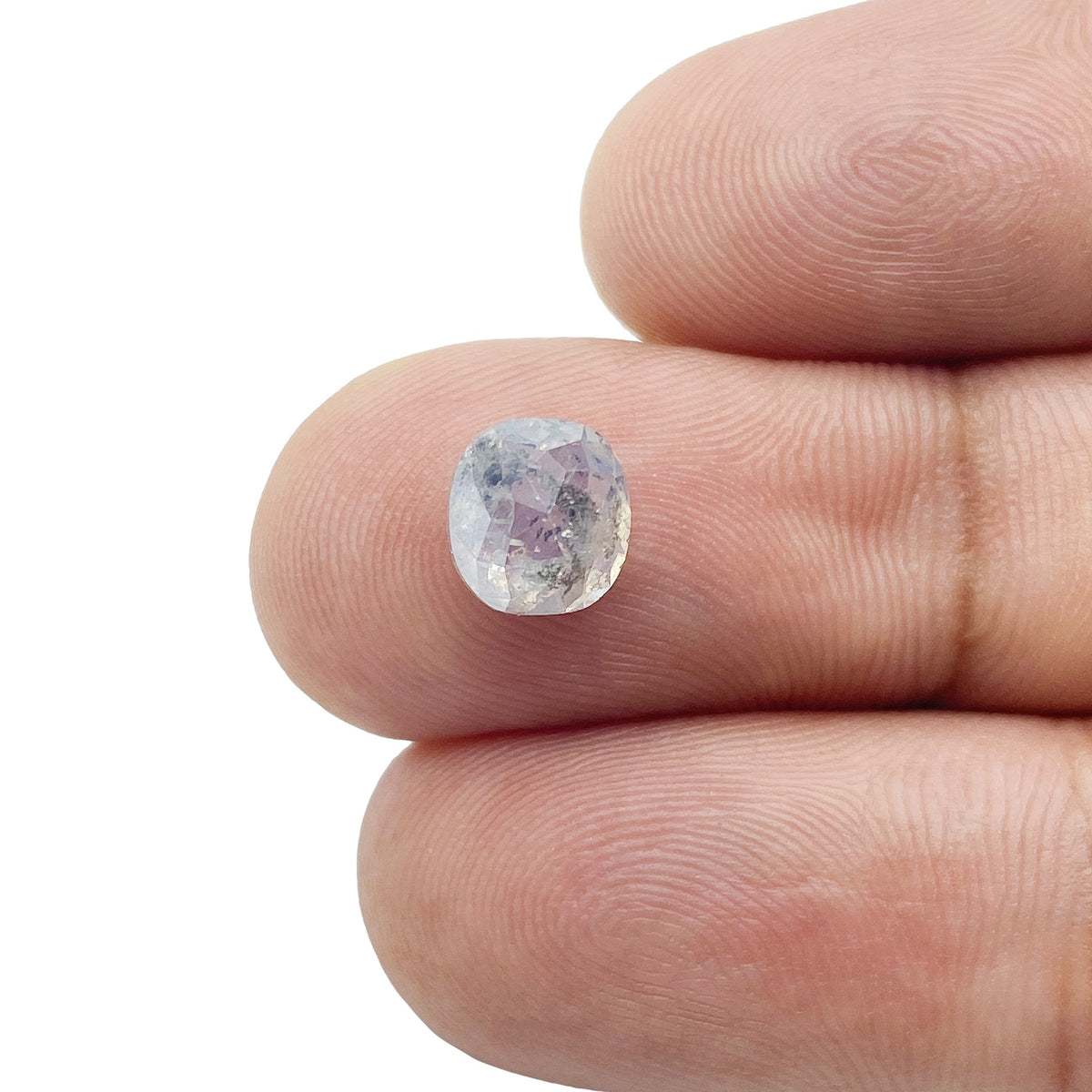 1.98ct | Salt &amp; Pepper Cushion Shape Rose Cut Diamond - Modern Rustic Diamond