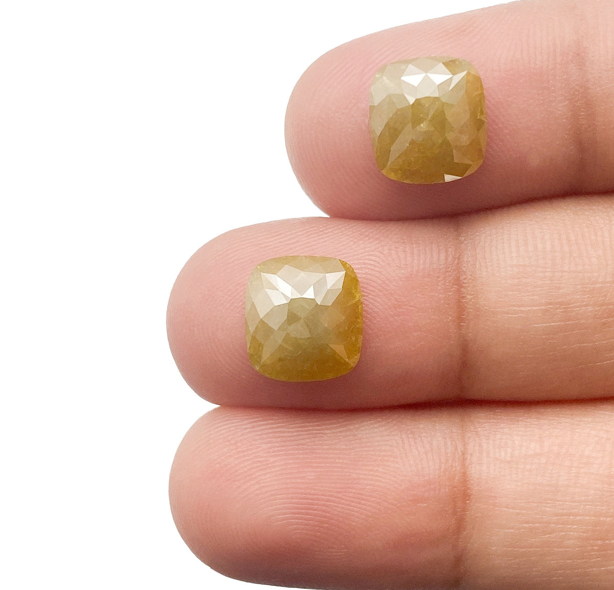 4.70cttw | Salt &amp; Pepper Cushion Shape Rose Cut Diamond Matched Pair - Modern Rustic Diamond